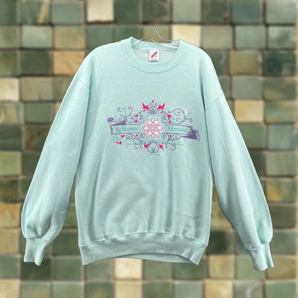 Jerzees VINTAGE Jerzees Sweatshirt Large Mint USA Made Cottage Core Montana Y2k Fairy Shirt Mens Size US L / EU 52-54 / 3 - 1 Thumbnail