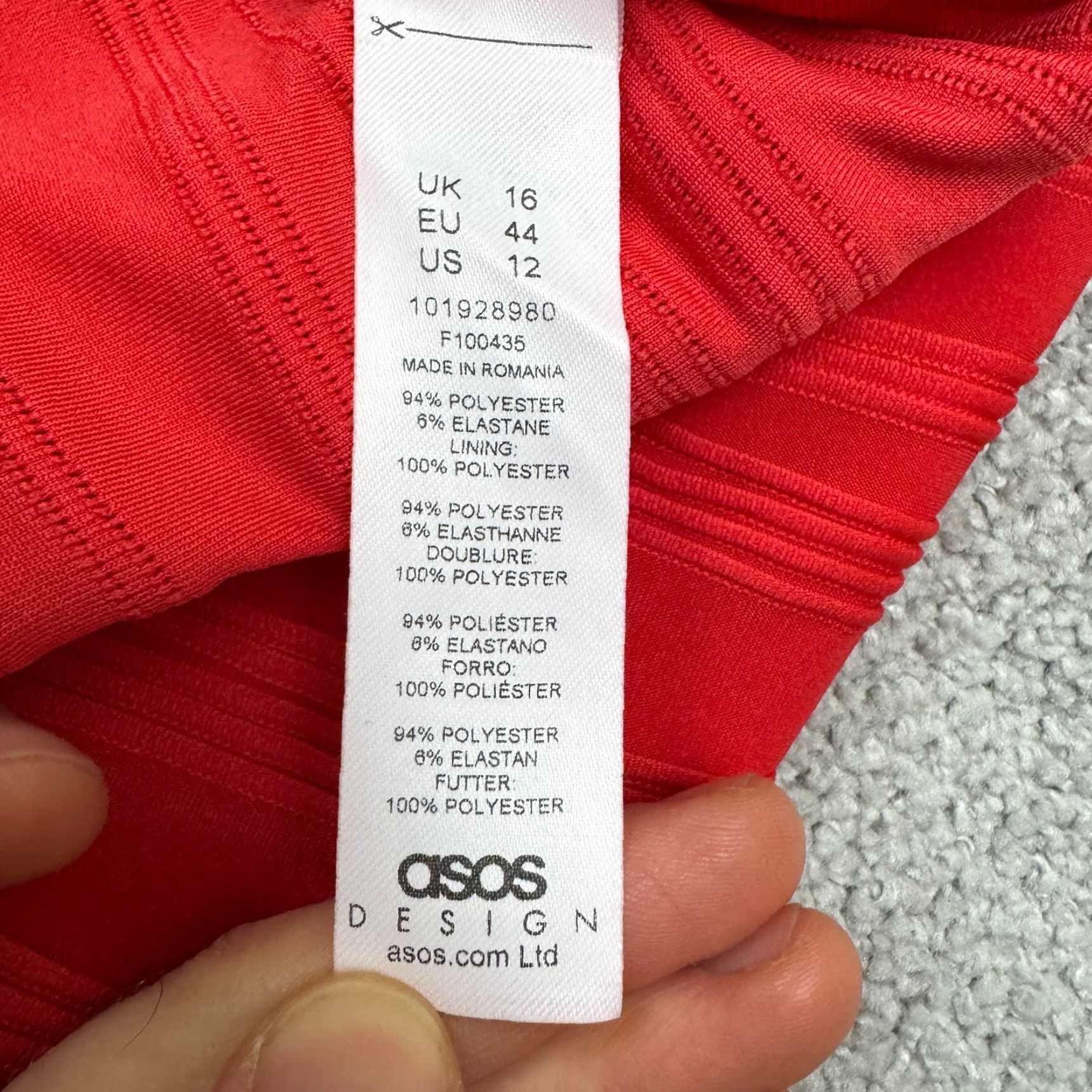 Asos ASOS Dress Women 12 Red Halter Sleeveless Backless Party Hi-Low Asymmetrical Hem Ruched Sheath Vintage No Size XL / US 12-14 / IT 48-50 - 5 Thumbnail