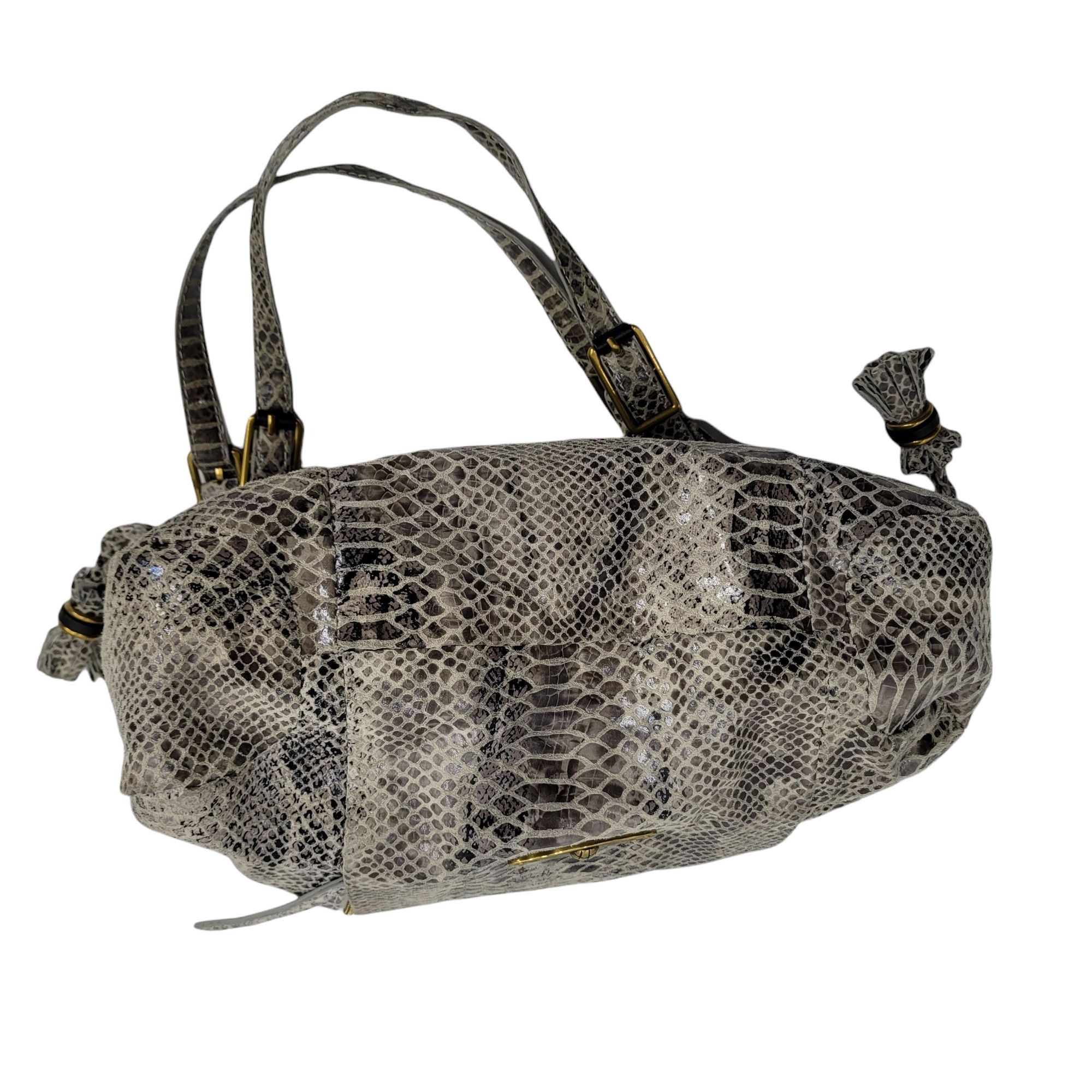 Other Elliott Lucca Leather Gray Cream Snakeskin Hobo Shoulder Bag Size ONE SIZE - 11 Thumbnail