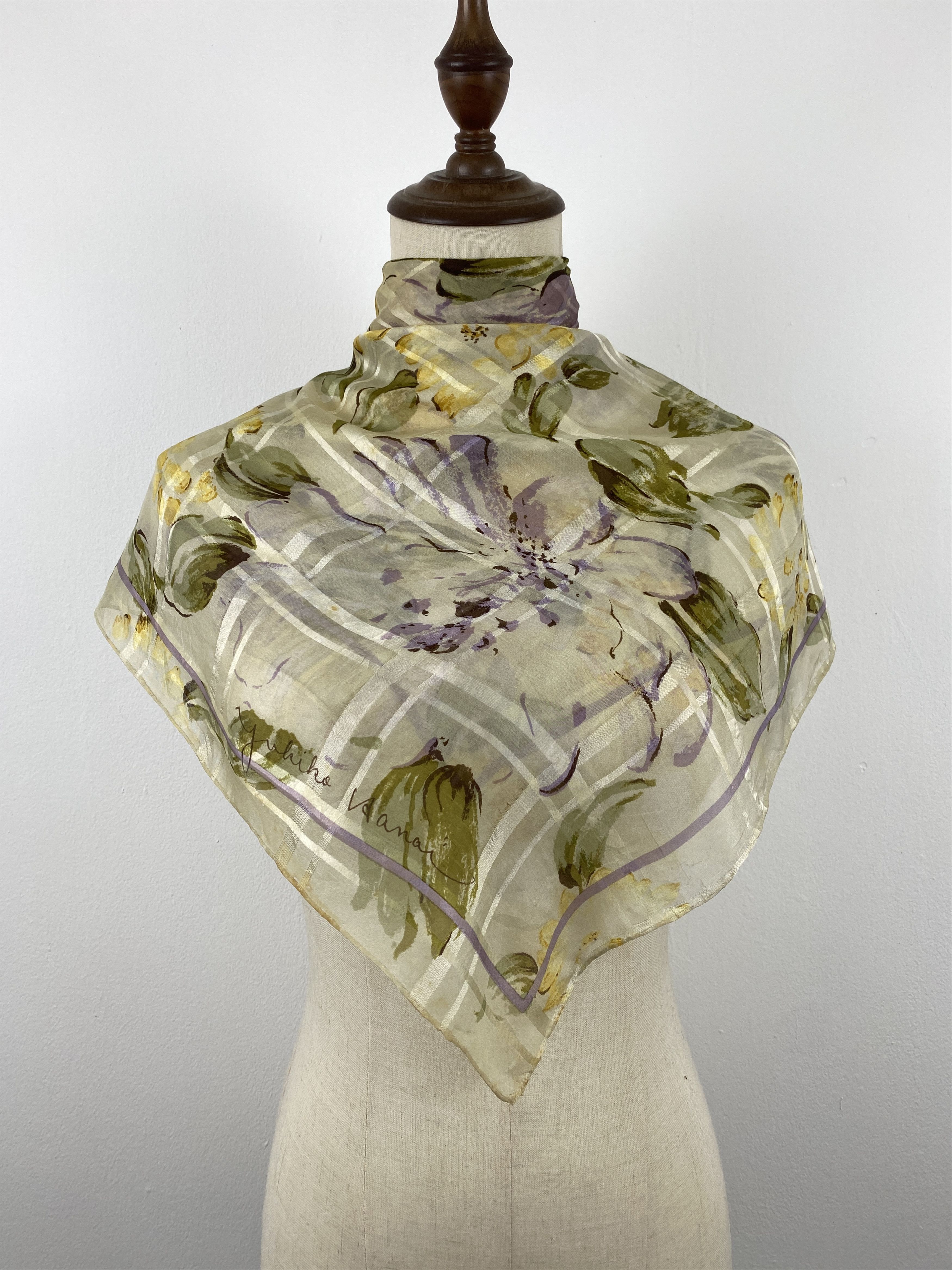 Japanese Brand Vintage Japanese Brand Floral Silk Scarf SN0158 Size ONE SIZE - 2 Thumbnail