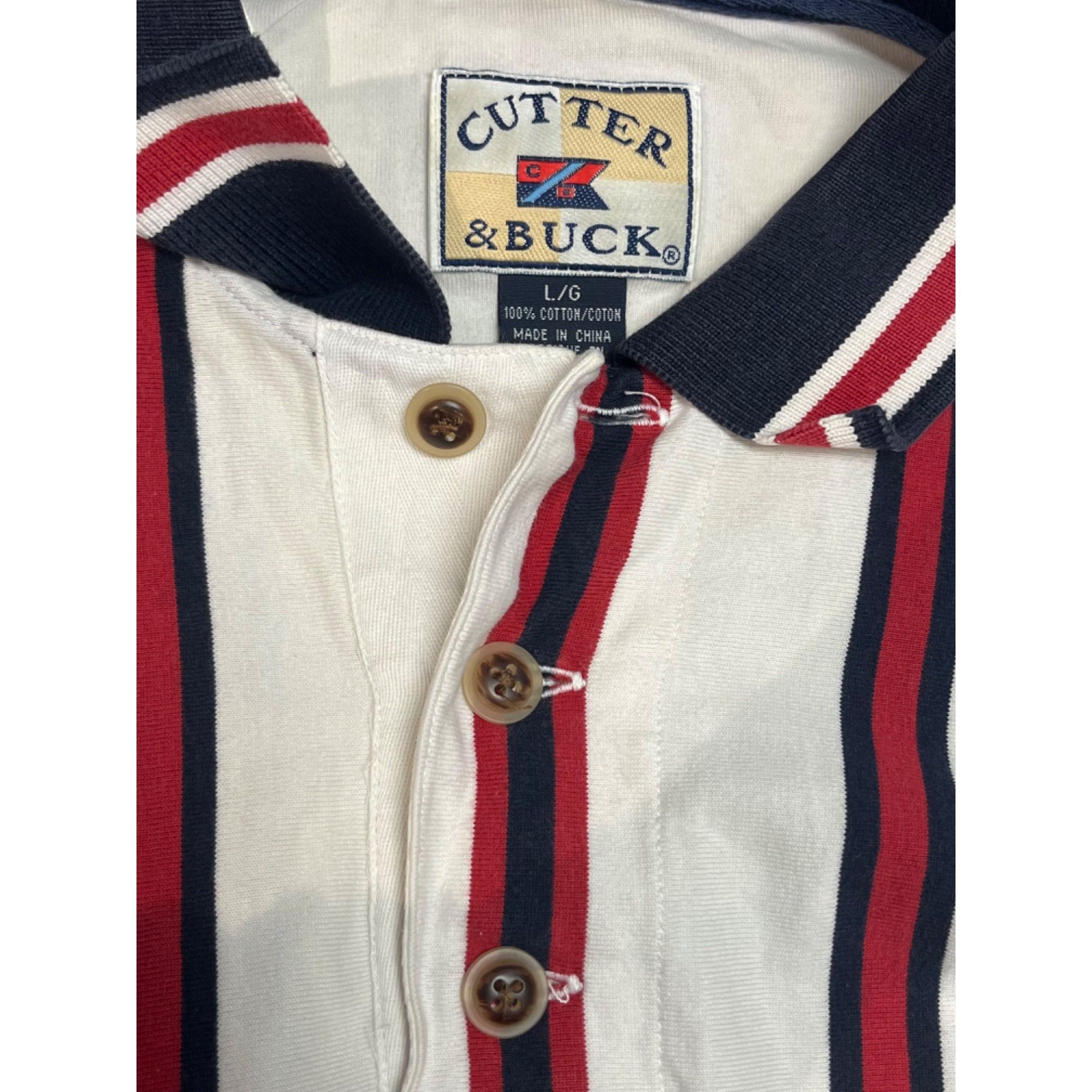 Cutter & Buck L | Vintage Cutter Buck Stripes Polo Size US L / EU 52-54 / 3 - 3 Thumbnail