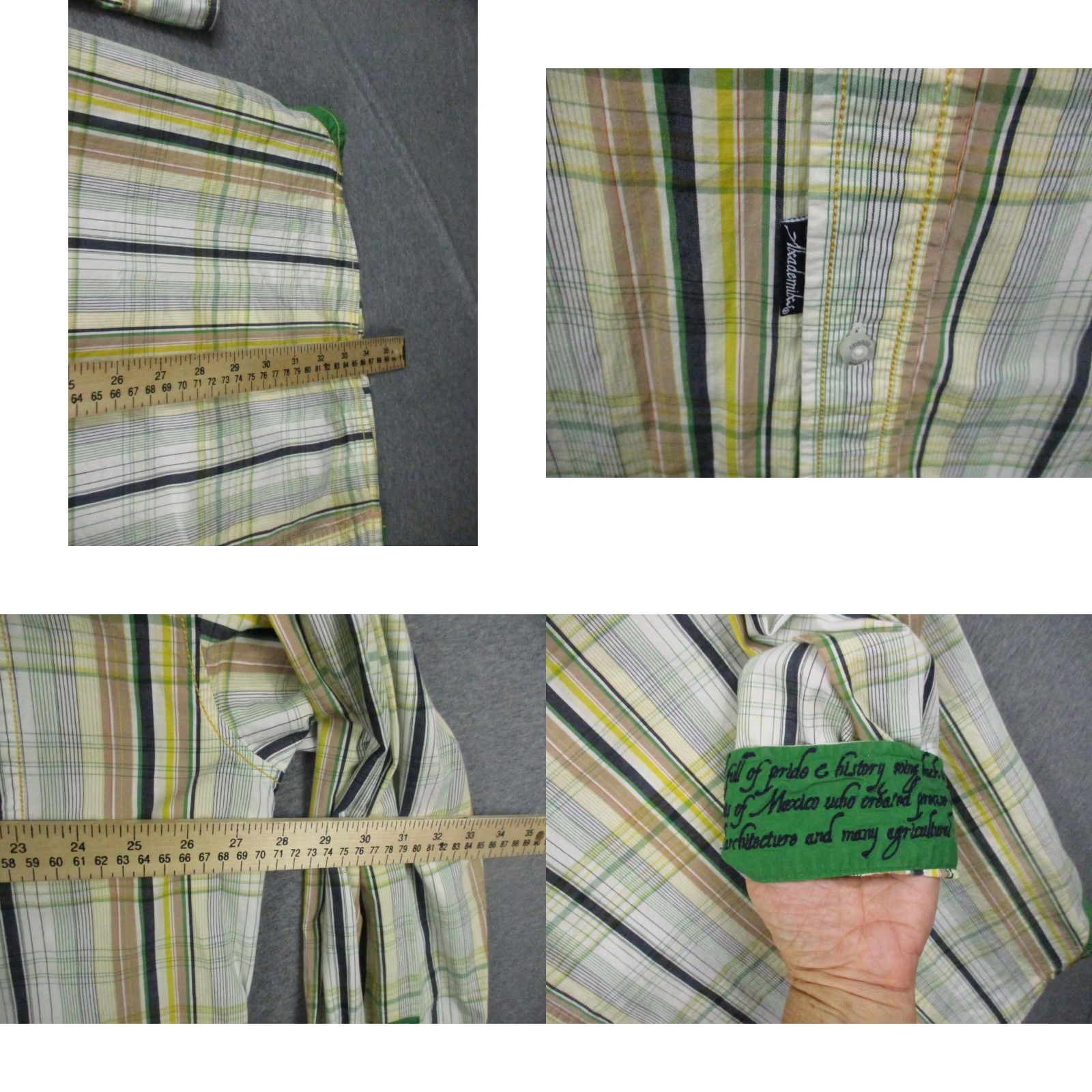 Akademiks Akademiks Shirt XXXL Men Green Yellow Plaid Stripe Button Up Long Sleeve Casual Hip Hop Y2K 90s Shirt Mens Big & Tall Size US XXL / EU 58 / 5 - 8 Thumbnail