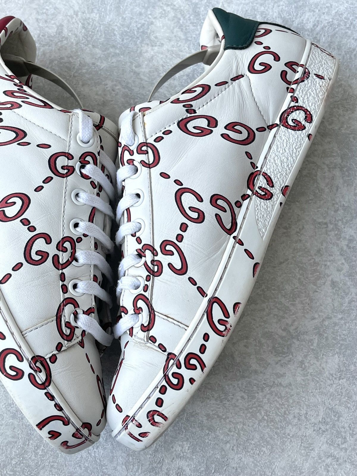 Gucci Gucci Ace Sneaker Ghost Graffiti Print Monogram Trainers Size US 6.5 / IT 36.5 - 10 Thumbnail