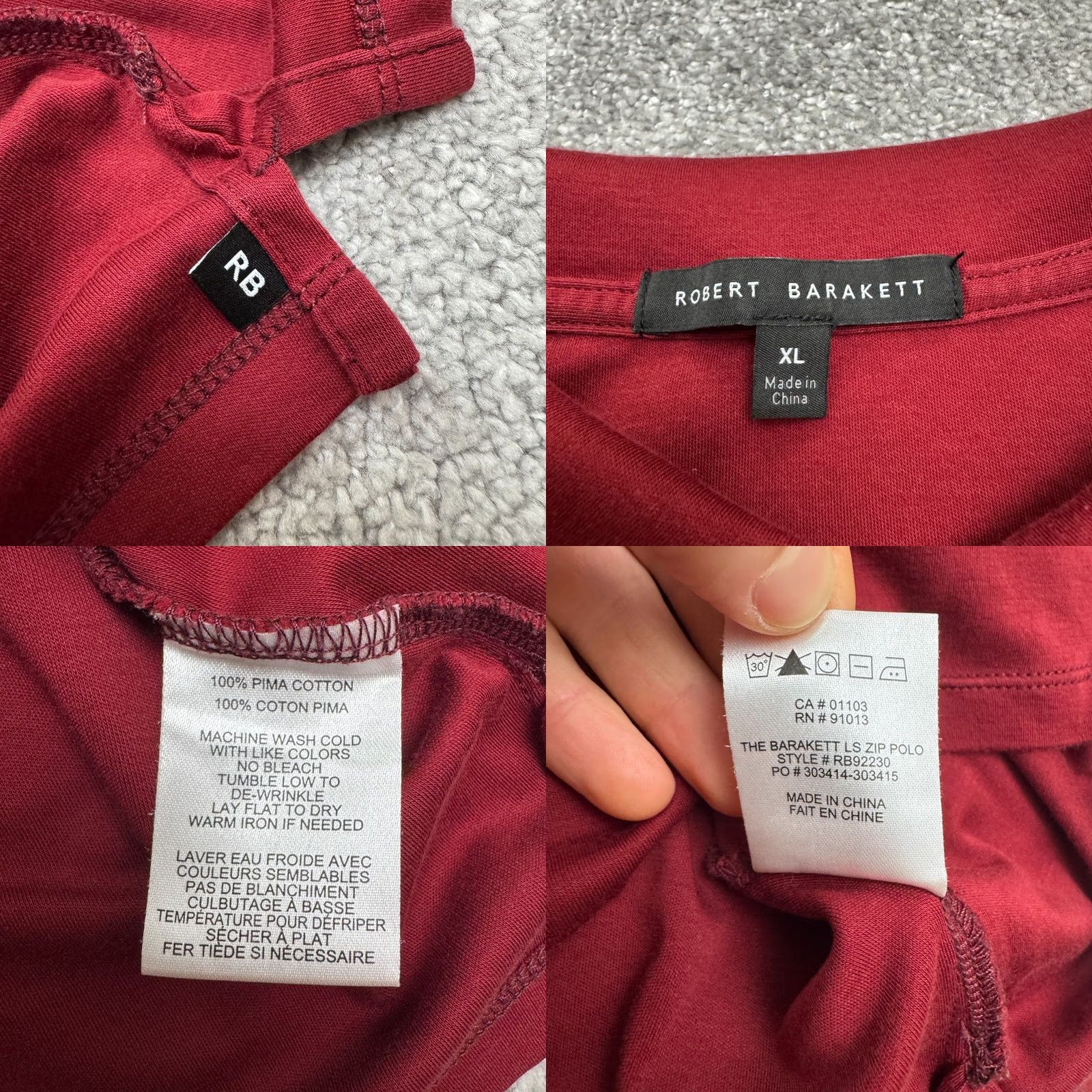 Vintage Robert Barakett Polo Shirt Men XL Red Long Sleeve Knit 100% Cotton Casual Classic Sports Size US XL / EU 56 / 4 - 8 Thumbnail