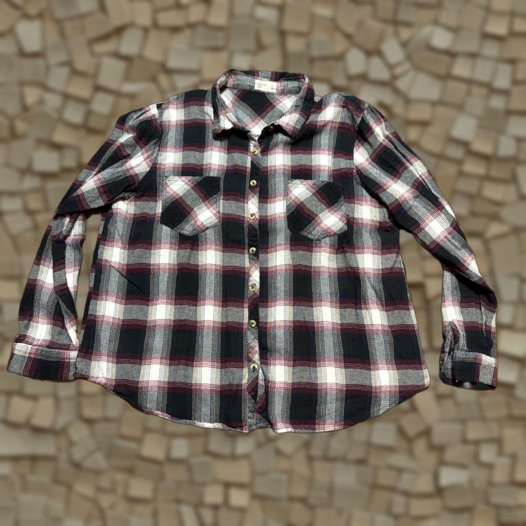 Vintage Maurices Shirt Women's Plus XXL Blue Purple White Plaid Button Up Relaxed Fit Size XXL / US 16-18 / IT 52-54 - 1 Thumbnail