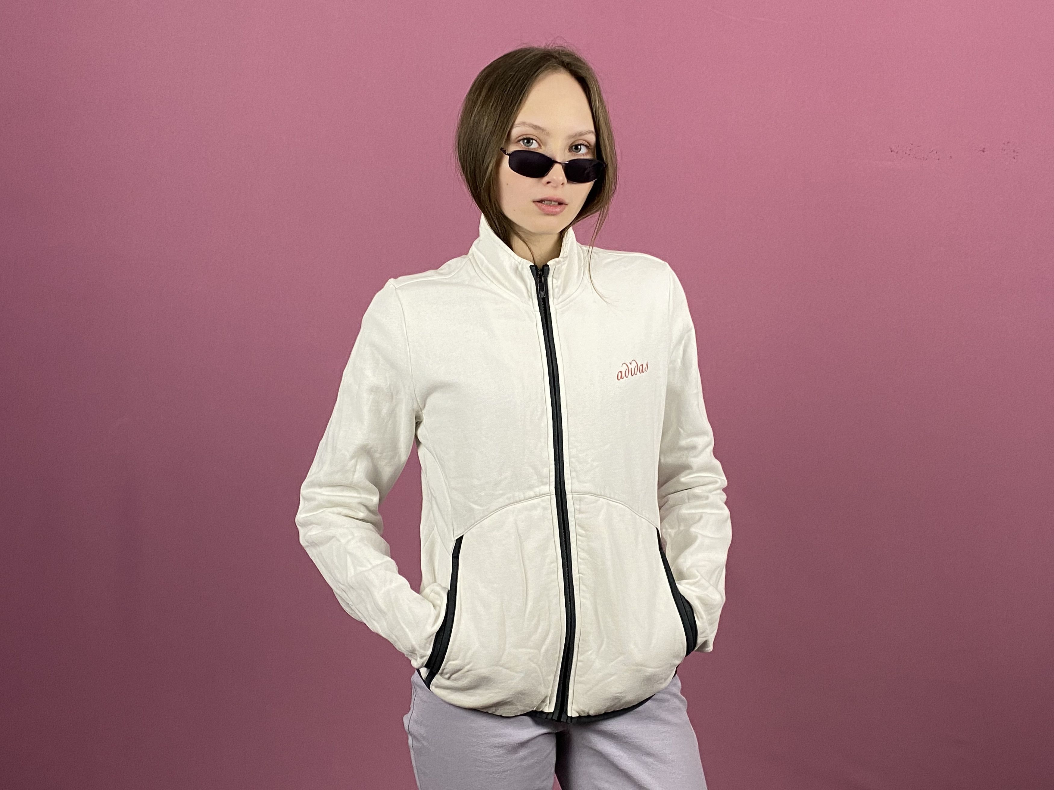Adidas × Vintage Adidas Vintage Women's Full Zip Sweatshirt - M White Size M / US 6-8 / IT 42-44 - 4 Thumbnail