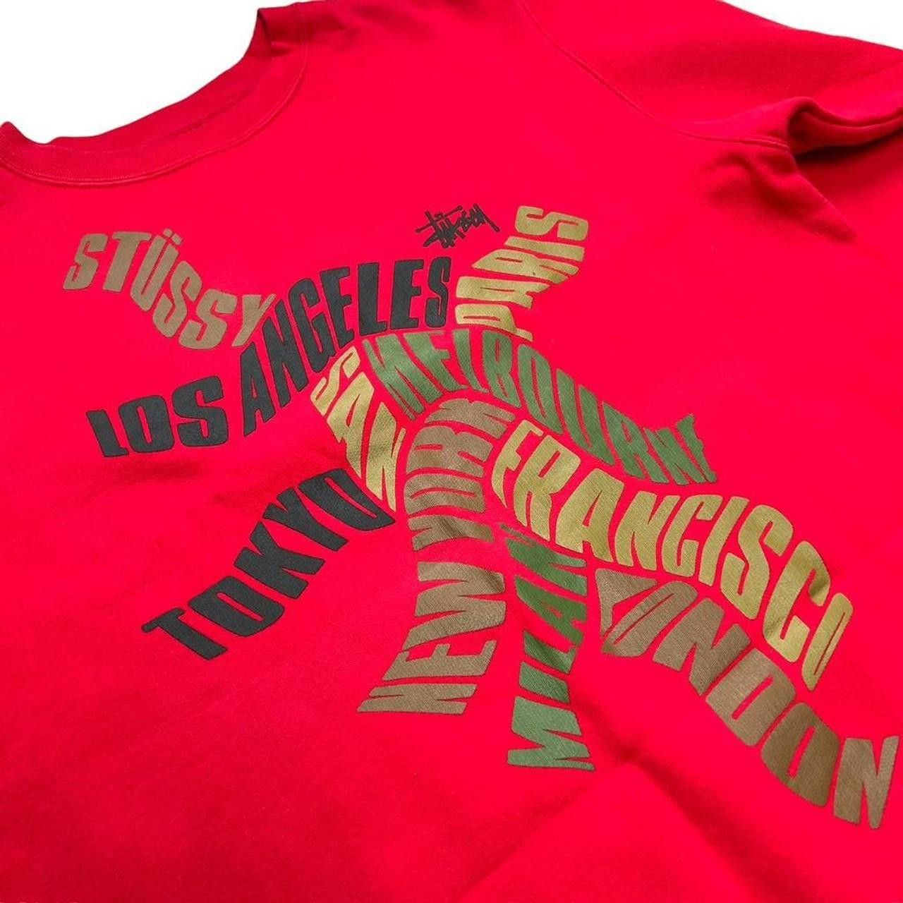 Stussy Vintage 2000s Red Stussy World Tour Sweatshirt - Medium Size US M / EU 48-50 / 2 - 2 Thumbnail
