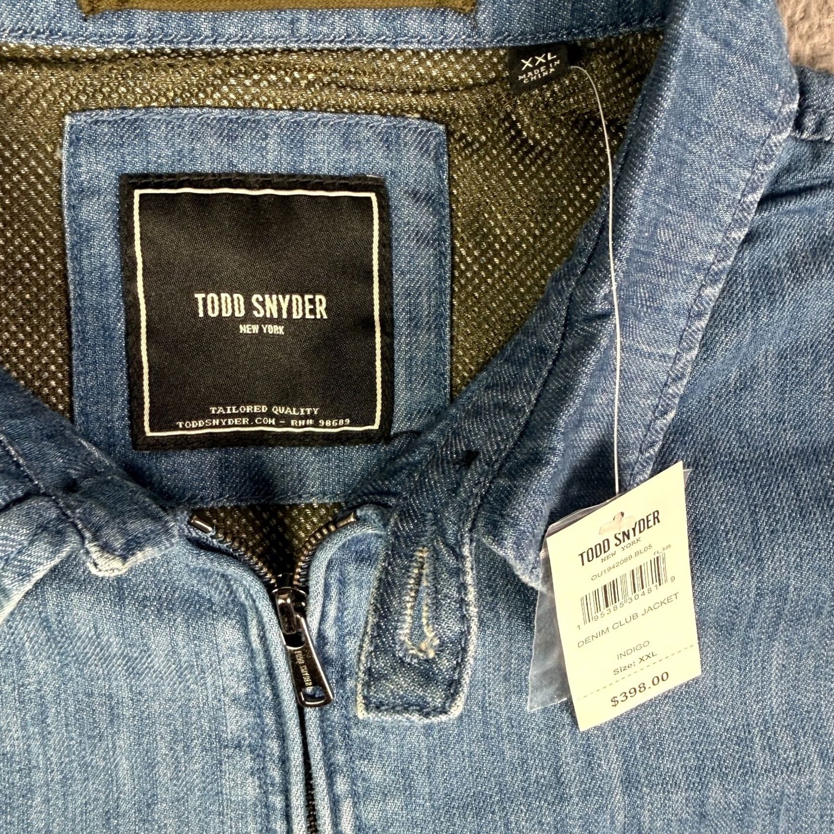 Todd Snyder Todd Snyder Denim Club Jacket Mens 2XL Blue Jean Full Zip Bomber Jacket Size US 39 - 3 Thumbnail