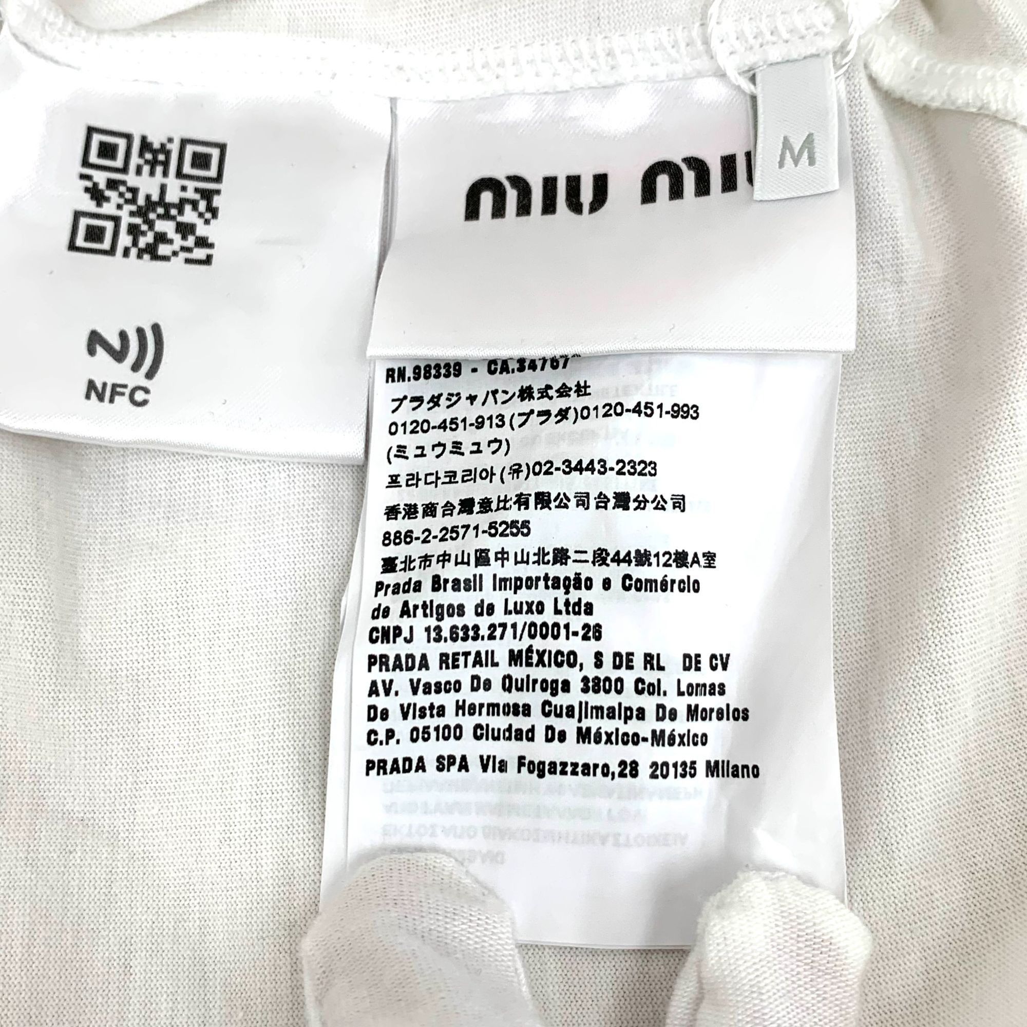 Miu Miu Miu Miu 2022 White Logo Rhinestone Cotton Top (Size M) Size M / US 6-8 / IT 42-44 - 5 Thumbnail