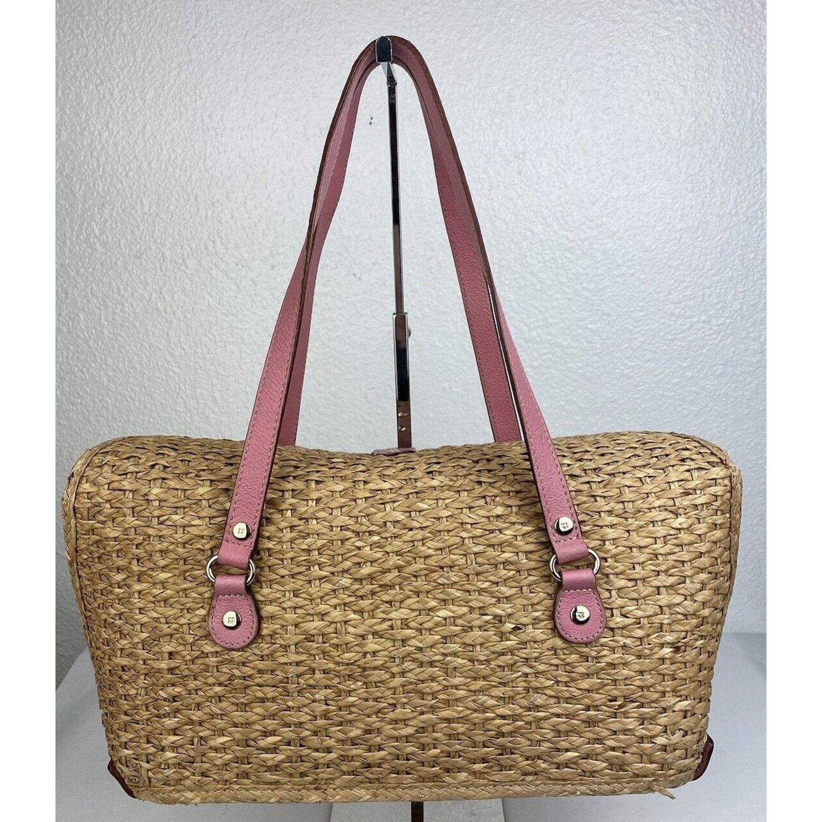 Kate Spade Kate Spade Straw Picnic Wine Bag Purse Basket Pink Leather Size ONE SIZE - 12 Thumbnail