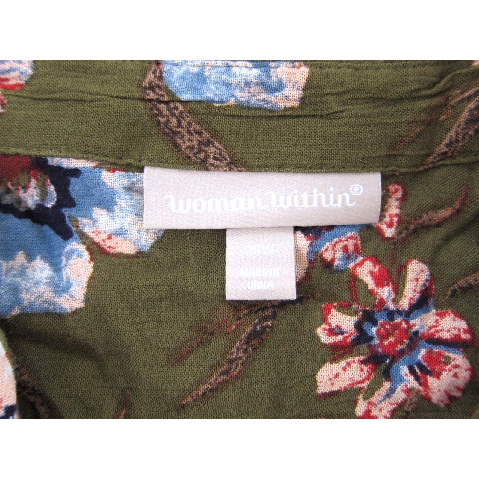 Vintage Woman Within Dress Maxi Floral Button Down 26W Green Pink Blue Pockets Short Sleeve Rayon Long 72" Hip 54.5" Shoulder to Hem Womens Size 4XL / US 24-26 - 5 Thumbnail