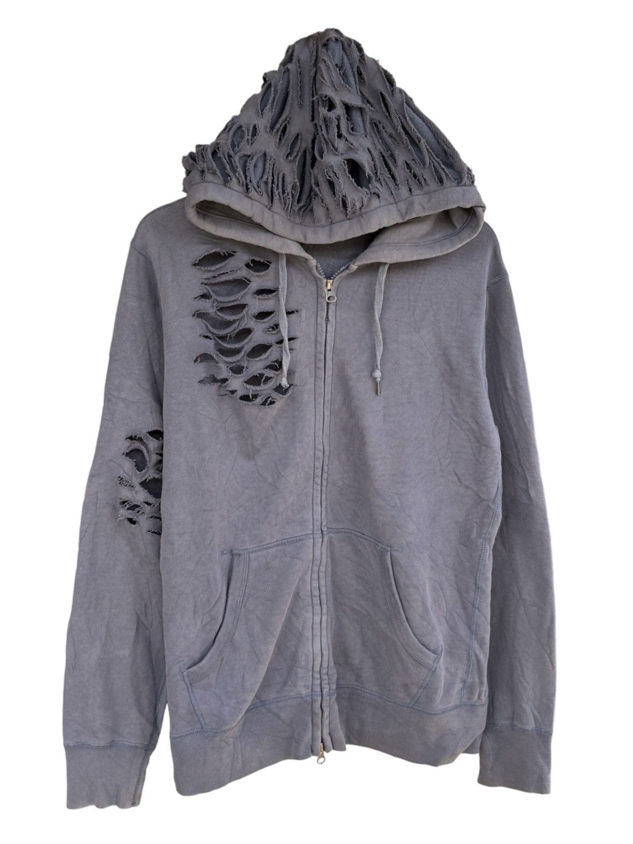 Japanese Brand Distressed Zipper Hoodie Faded Uniqlo Ifsixwasnine lgb Size US L / EU 52-54 / 3 - 3 Thumbnail
