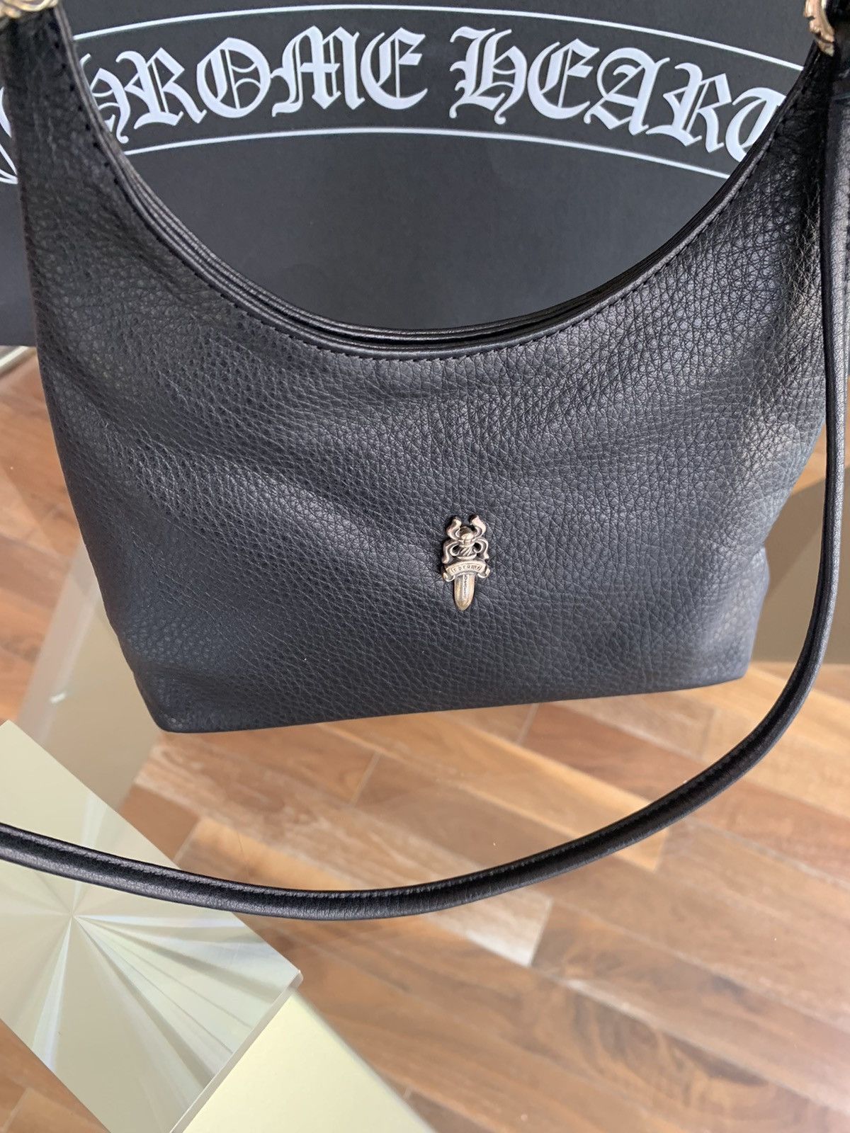Chrome Hearts Leather Dagger Black viv bag