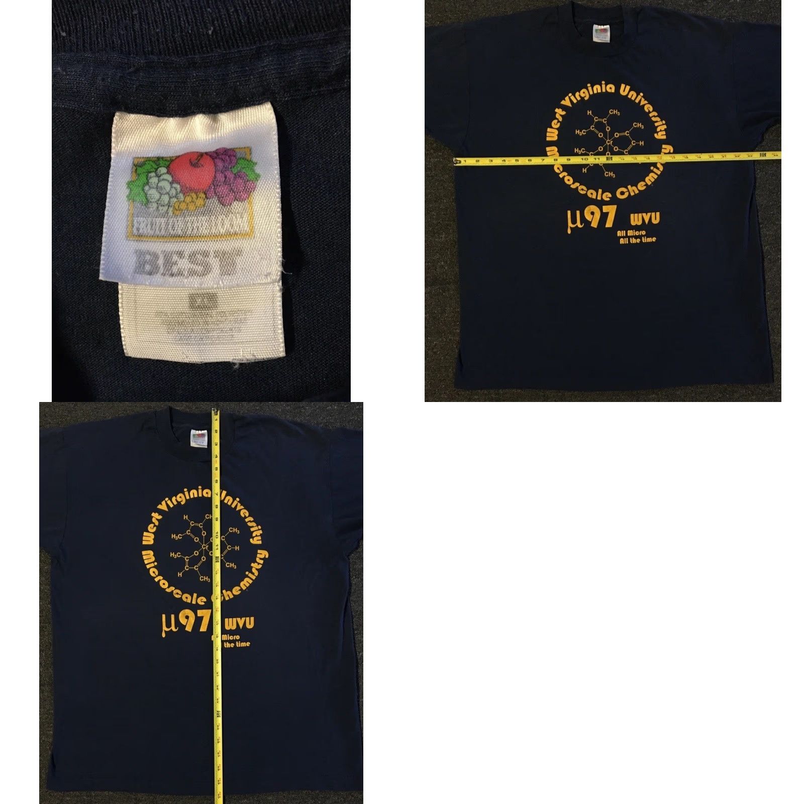 Vintage Vtg 90s Microscale Chemistry All Micro All The Time Faded Shirt XL West Virginia University T-Shirt Men Navy Blue Graphic Tee Funny Size US XL / EU 56 / 4 - 9 Thumbnail