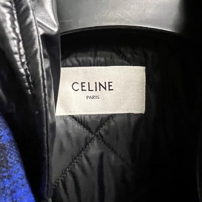 Celine celine Black and blue plaid printed logo hoodie jacket Size US XL / EU 56 / 4 - 2 Thumbnail