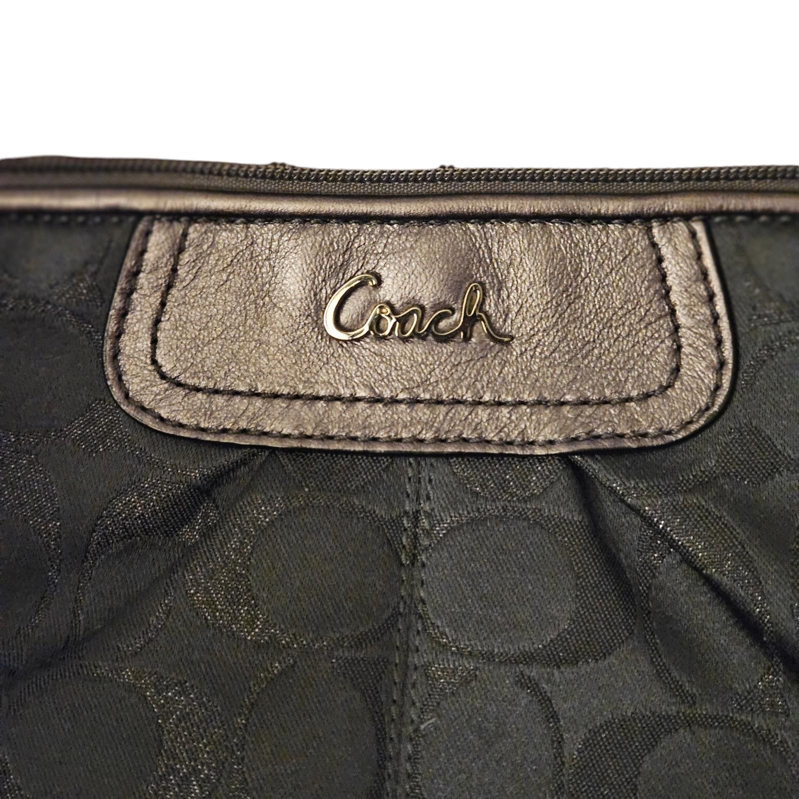 Coach Coach Black Signature Wristlet Clutch with Leather Trim* Size ONE SIZE - 3 Thumbnail