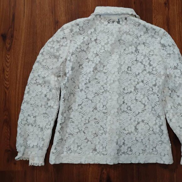 Other Vintage Sunny South Floral Flower Lace Blouse Button Shirt Size M / US 6-8 / IT 42-44 - 6 Thumbnail