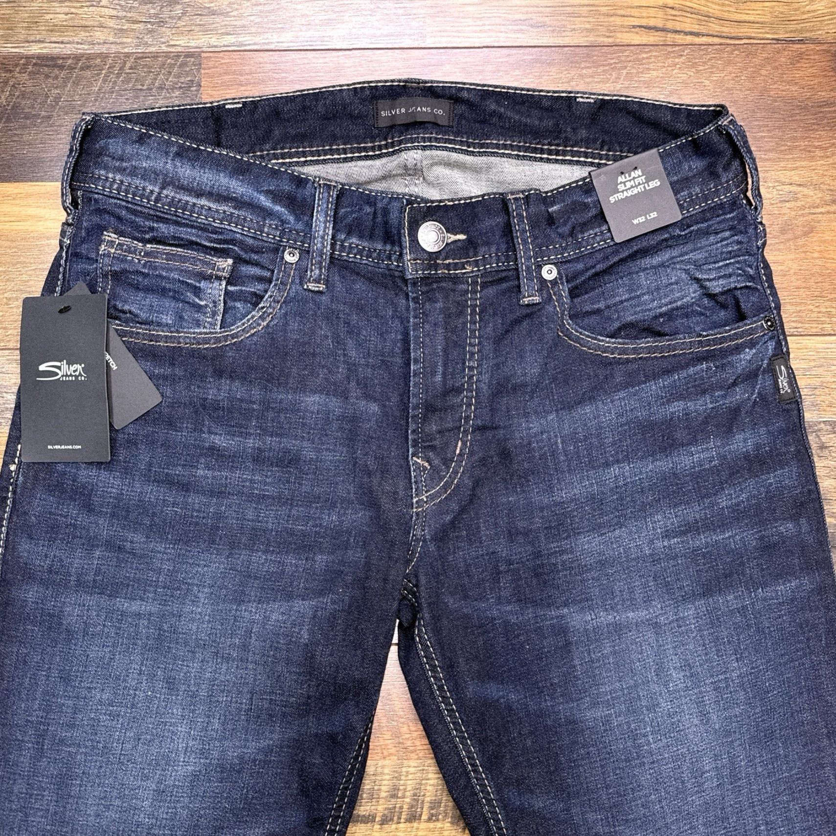 Silver Jeans Co. Silver Jeans Jeans Slim Straight Leg Stretch 32x32 Mens Button Zip Denim 5-Pocket Blue Medium Wash City Logo Size US 32 / EU 48 - 4 Thumbnail