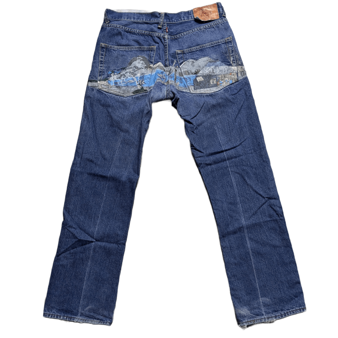Japanese Brand × RMC Jeans RMC BACK EMBROIDERED SELVEDGED DENIM Size US 32 / EU 48 - 1 Thumbnail