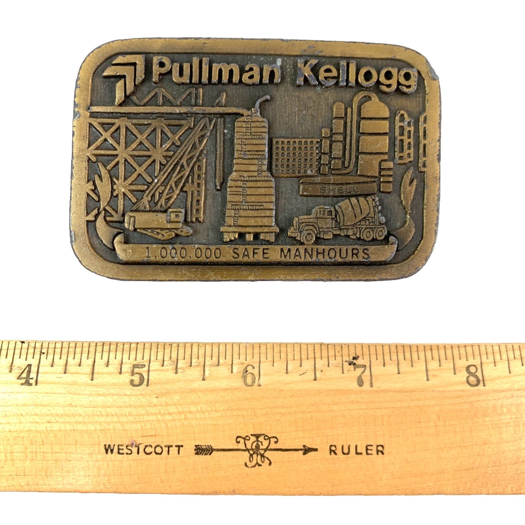 Vintage VINTAGE Pullman & Kellogg One Million Safe Manhours 1980 Metal Belt Buckle Men Belt Buckle Western Buckle Metal Size ONE SIZE - 2 Thumbnail