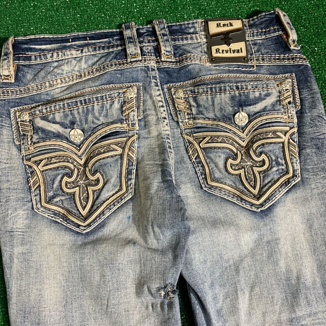 Rock Revival Crazy Y2K Thrashed Rock Revival Light Wash Jeans Size 36 Size US 36 / EU 52 - 4 Thumbnail