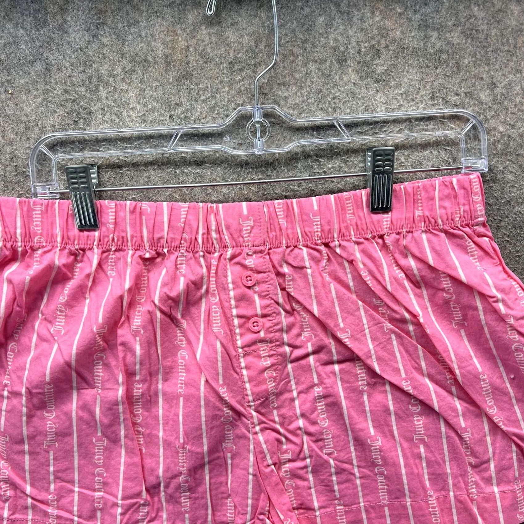 Juicy Couture Juicy Couture Sleep Shorts Womens Medium Pink Striped Logo Print Lounge Size 32" / US 10 / IT 46 - 4 Thumbnail