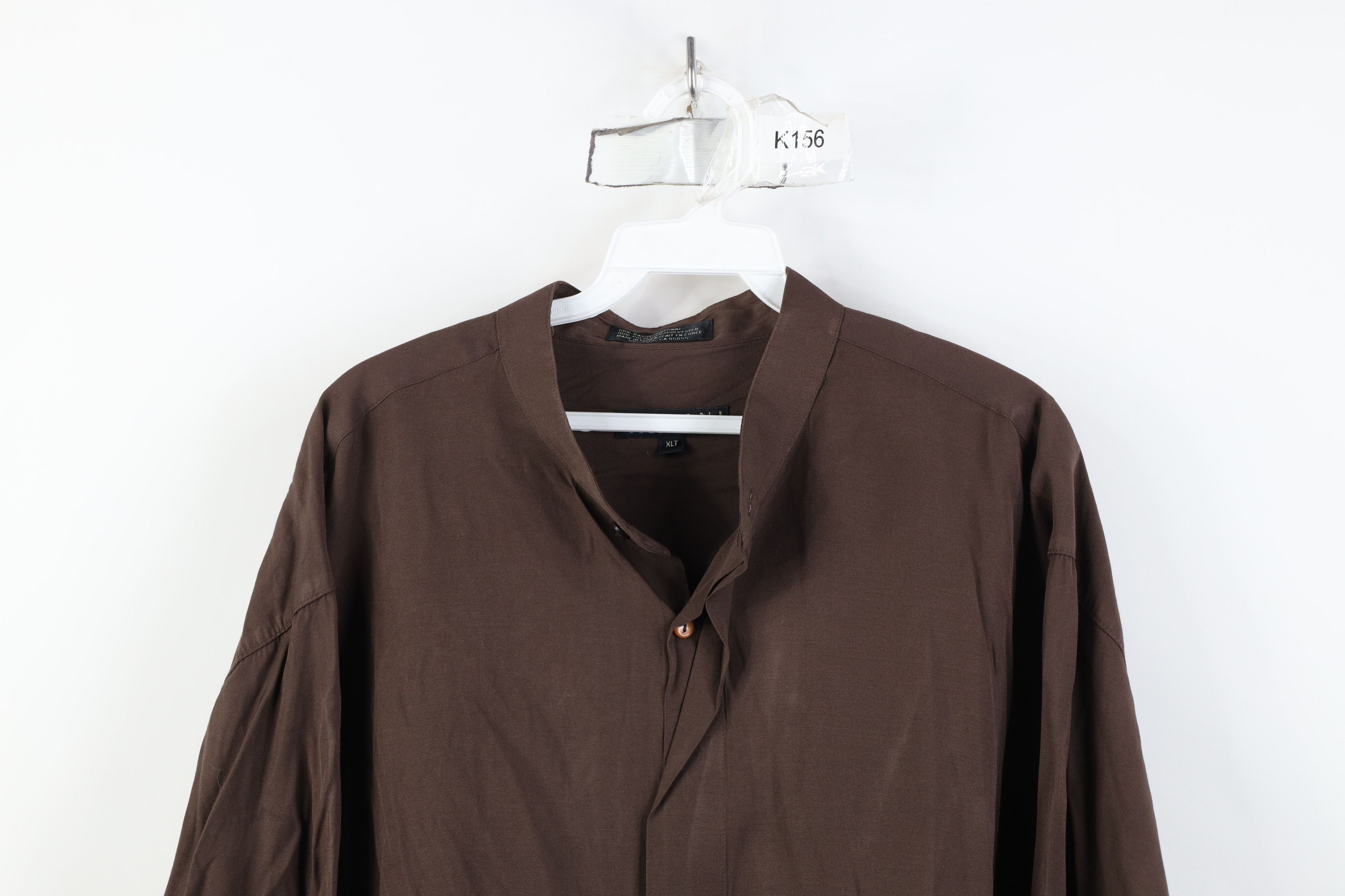 Vintage Vintage 90s Streetwear Gabardine Band Collar Button Shirt Size US XL / EU 56 / 4 - 2 Thumbnail