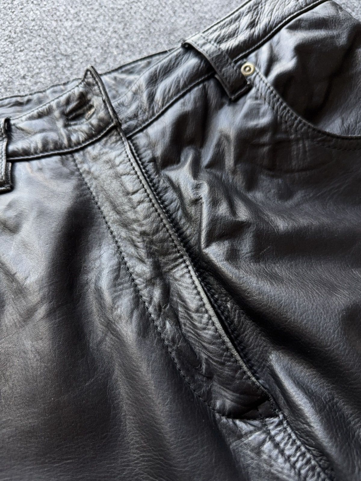 Genuine Leather Leather Biker MOTO Rock Punk Opium Chrome Style Pants Black Size US 29 - 13 Thumbnail