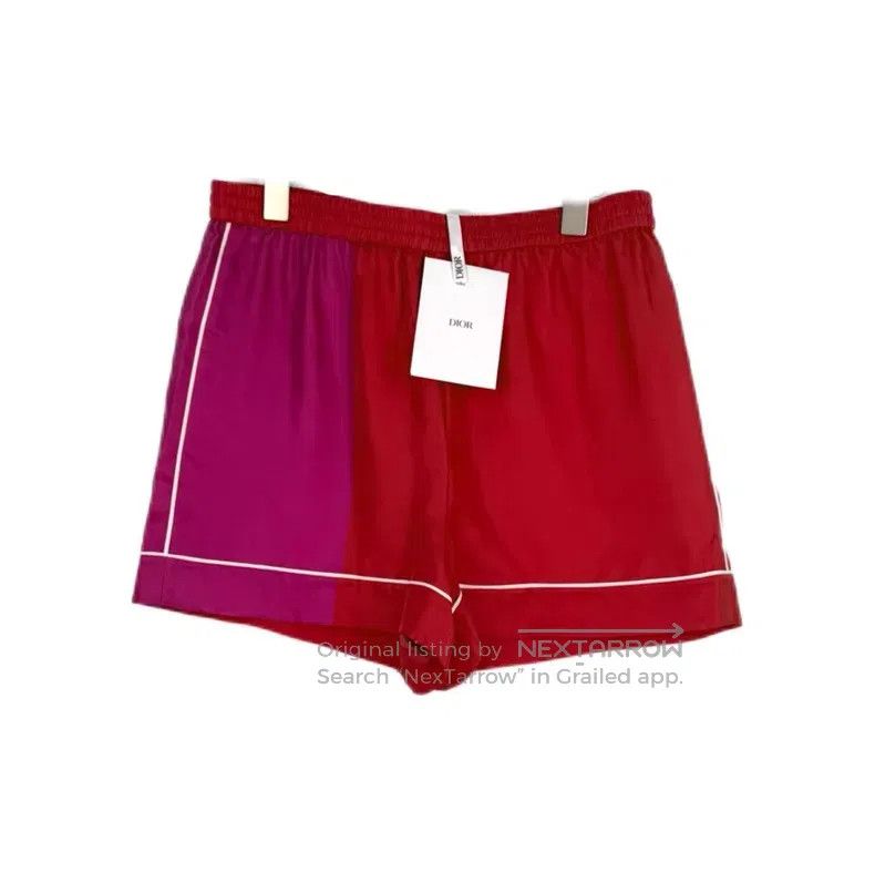 Dior Dior Red and purple color-matched mulberry silk shorts Size 25" / US 0 / IT 36 - 1 Thumbnail