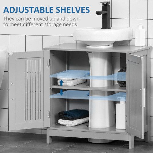 Designer × Homemade kleankin Modern Under Sink Cabinet with 2 Doors, Pedestal Un Size US L / EU 52-54 / 3 - 5 Thumbnail