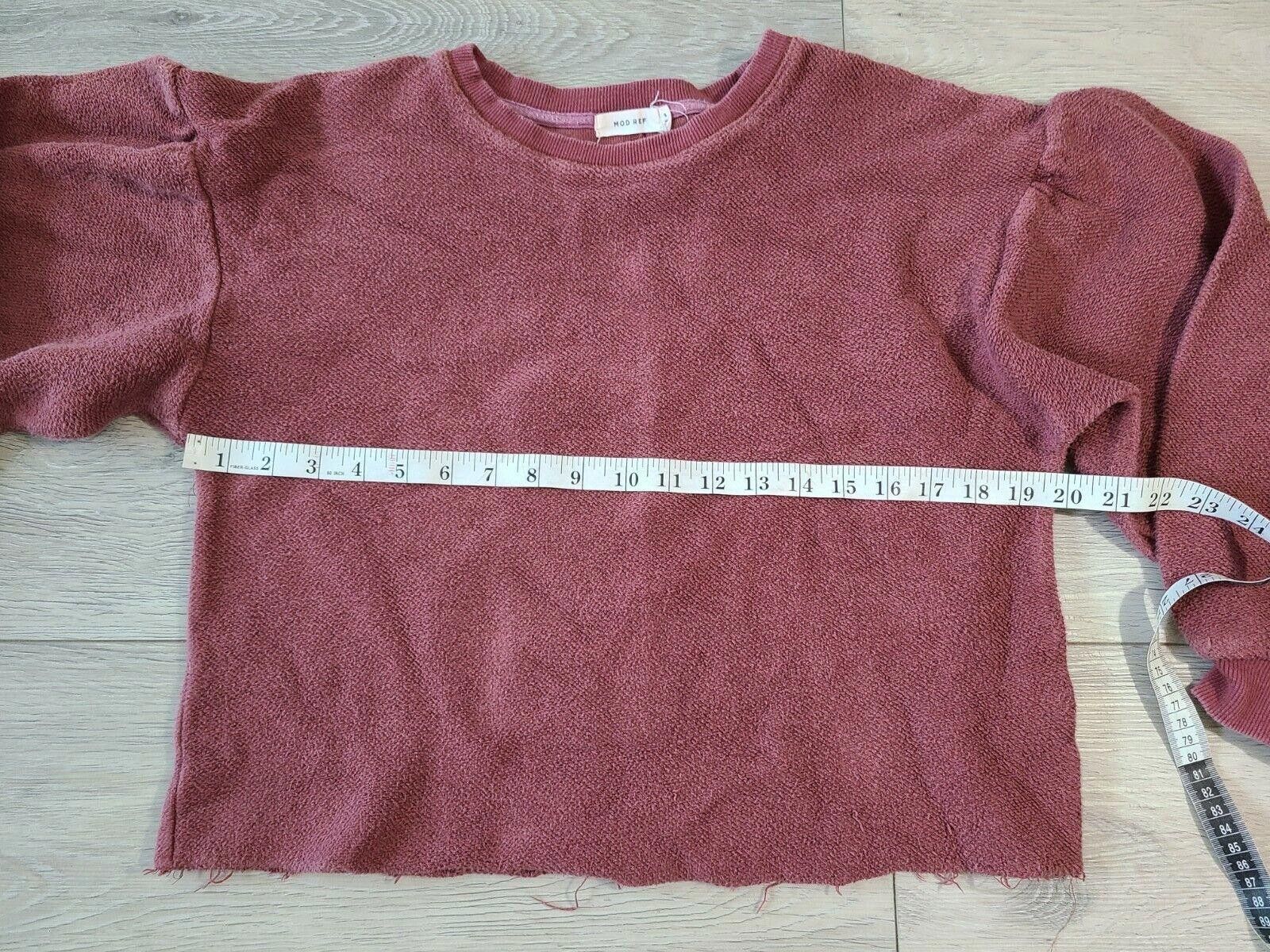 Designer Mod Ref Sweatshirt Crop Mauve Maroon Terry balloon Grunge Size S / US 4 / IT 40 - 6 Thumbnail