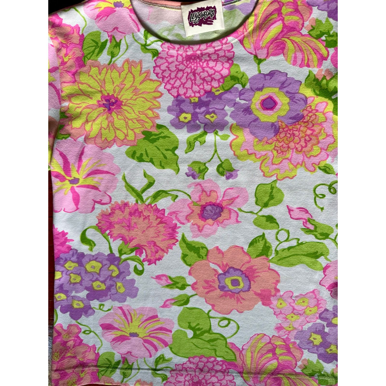 Vintage Vintage 90’s Leggiadro Neon Pink White Crop Top Med Large Size M / US 6-8 / IT 42-44 - 3 Thumbnail