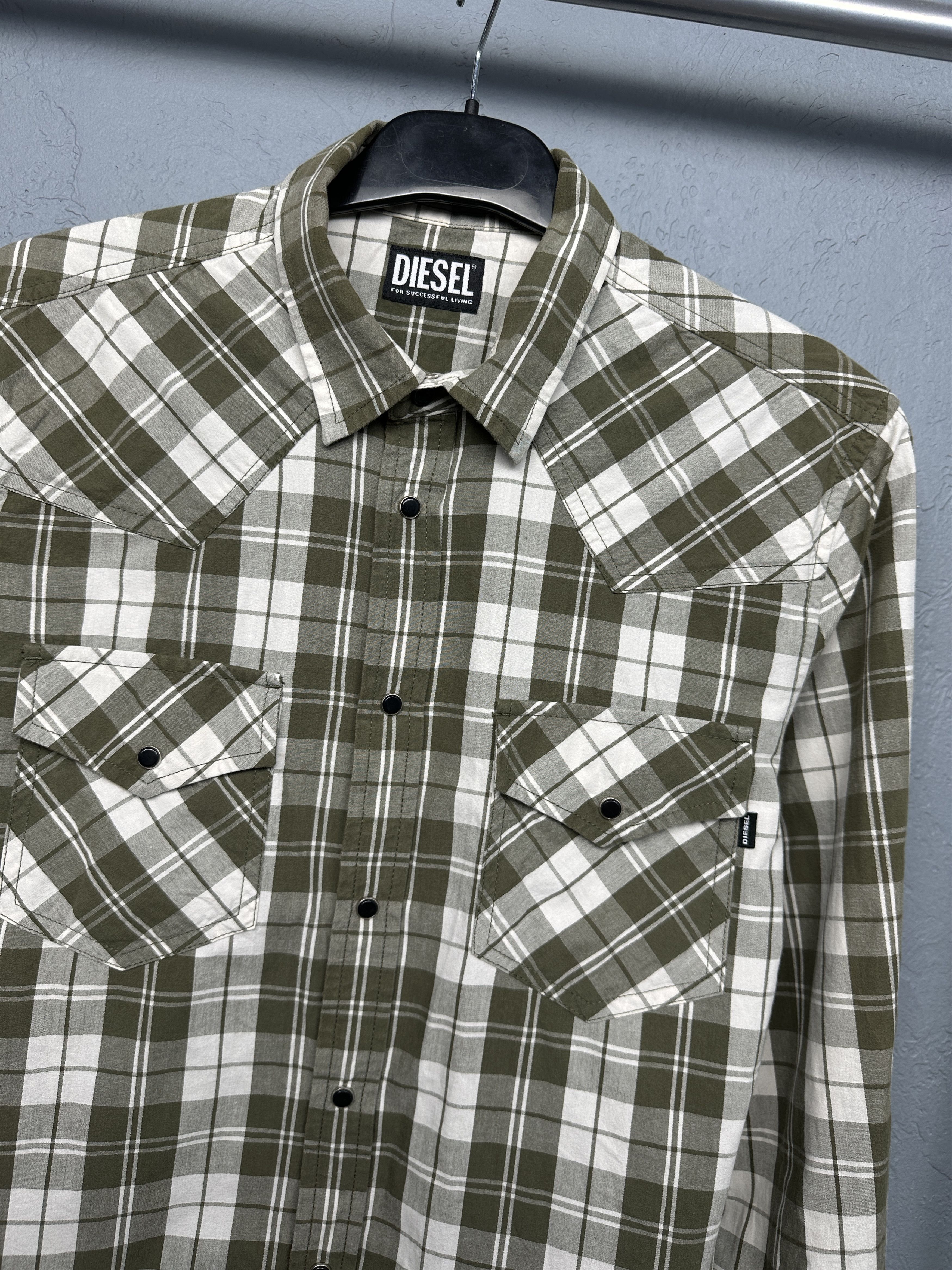 Diesel Diesel Mens Long Sleeve Plaid Shirt Size US S / EU 44-46 / 1 - 2 Thumbnail