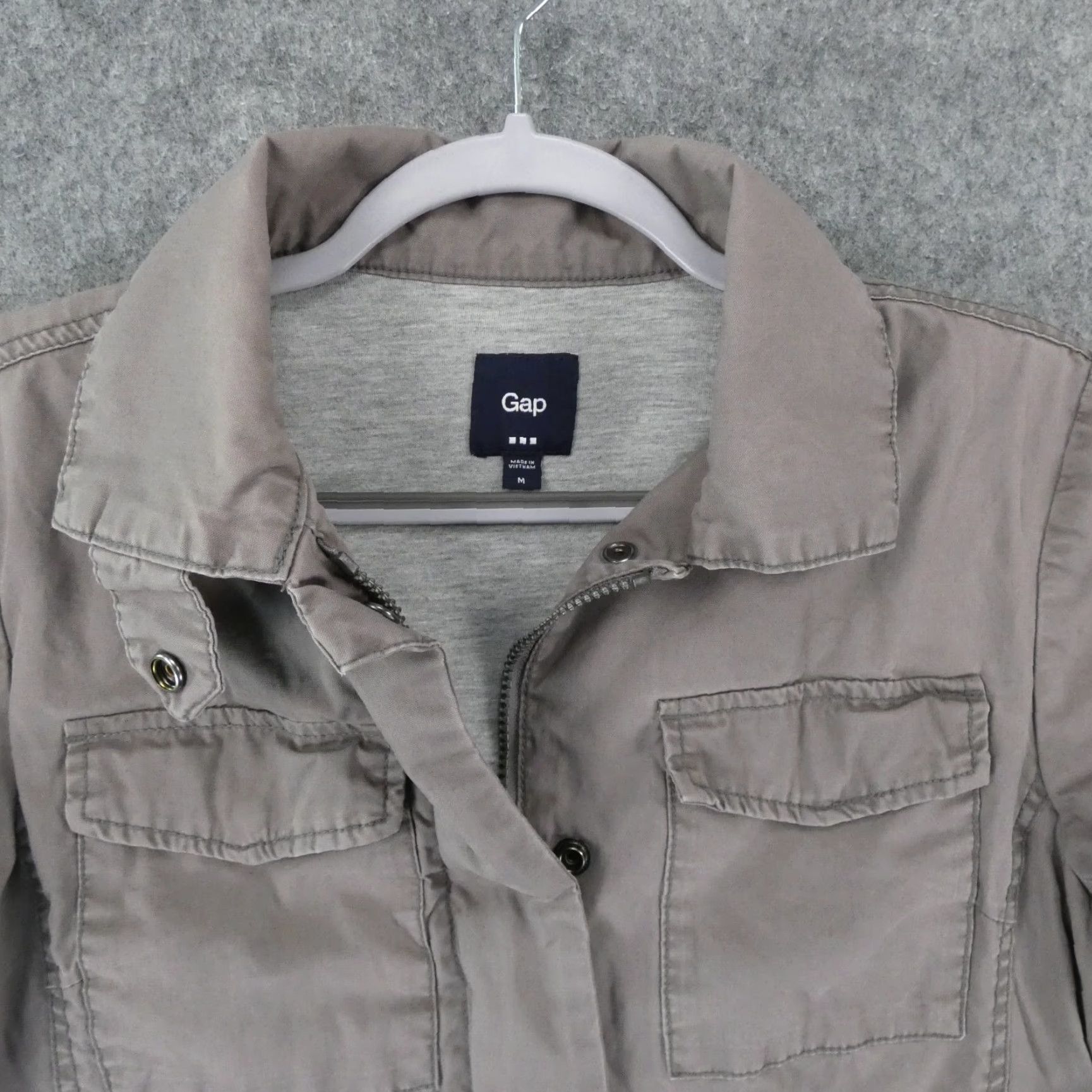 Gap Gap Jacket Womens Medium Gray Jersey Lined Barn Coat Full Zip Drawstring Size M / US 6-8 / IT 42-44 - 2 Thumbnail