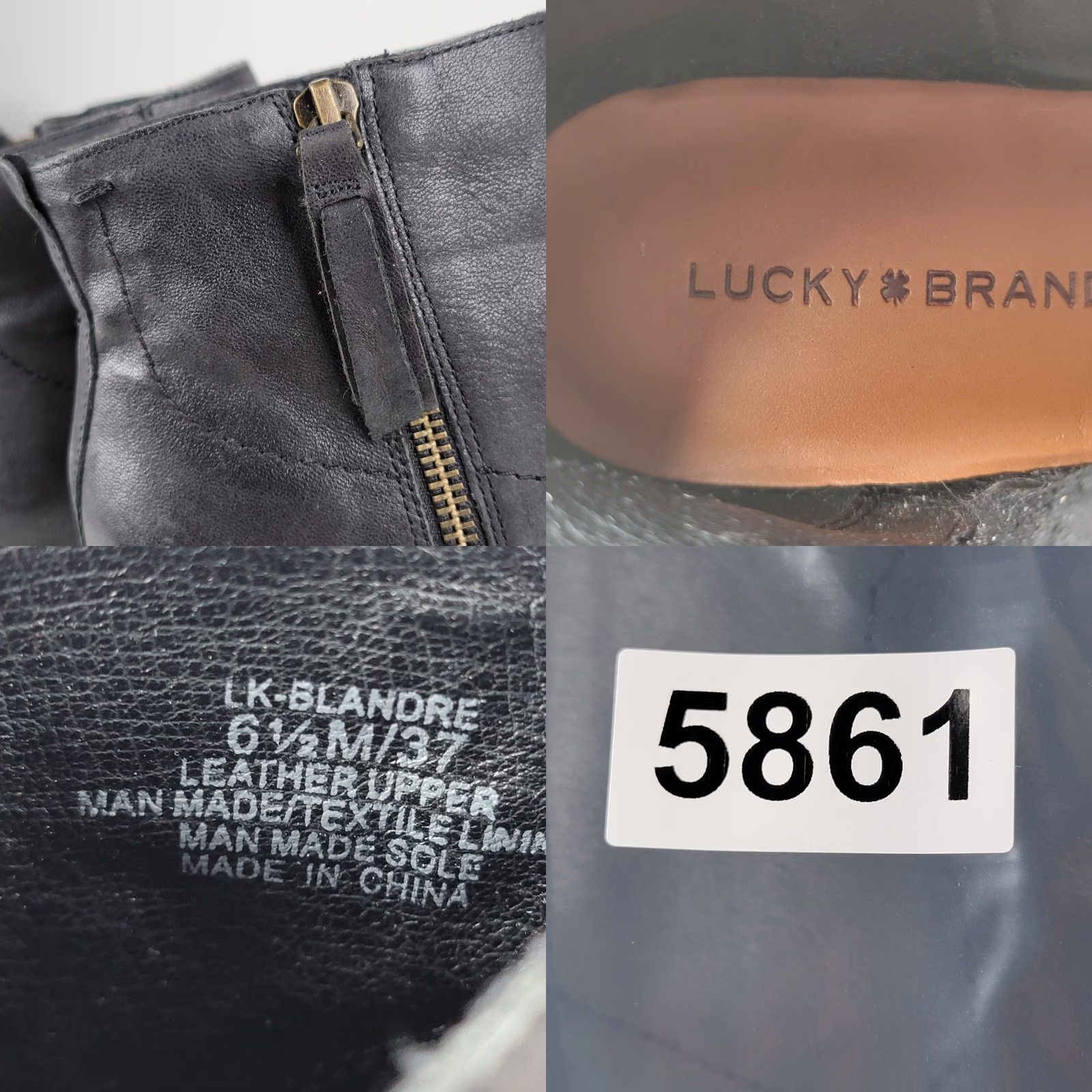 Lucky Brand Lucky Brand Women Bootie Charcoal Black Leather Side Zip Ankle 6.5 M Black Boots Menus? Size US 7 / IT 37 - 9 Thumbnail