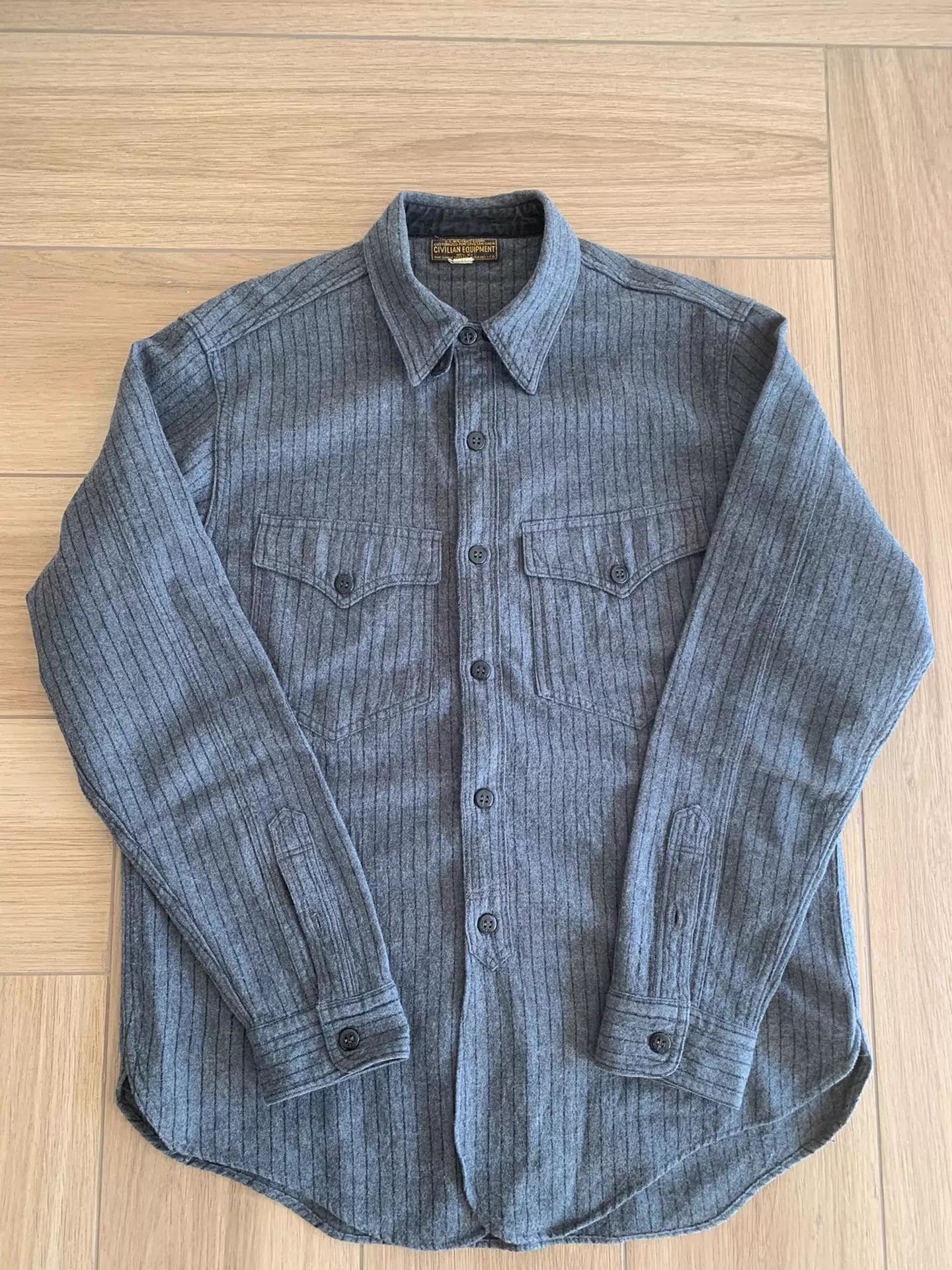 Freewheelers FREEWHEELERS U.S. NAVY OFFICER STRIPED COTTON WOOL SHIRT Size US XL / EU 56 / 4 - 1 Thumbnail