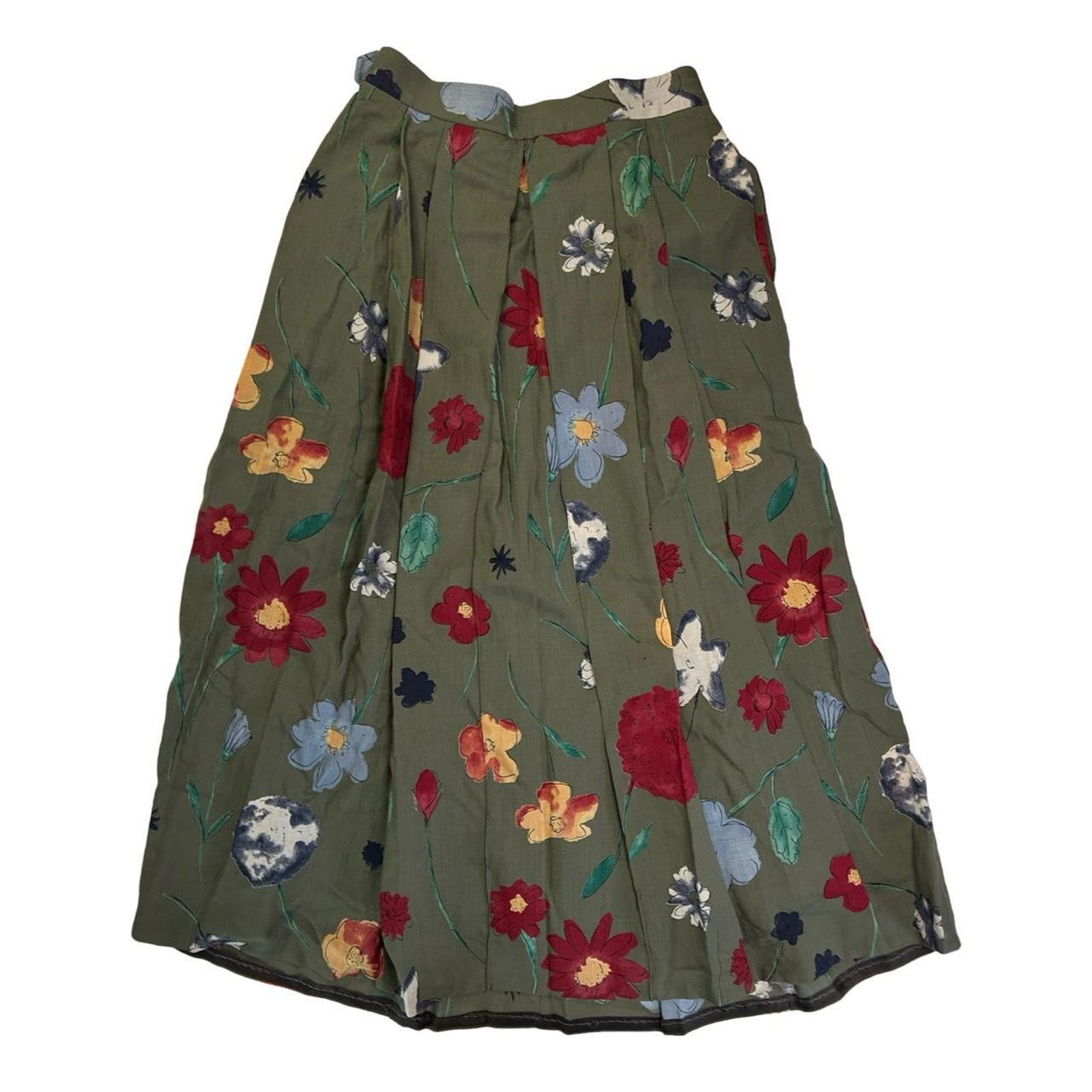 Vintage Vintage schoolgirl skirt wool green floral made in austria Size 28" / US 6 / IT 42 - 2 Thumbnail