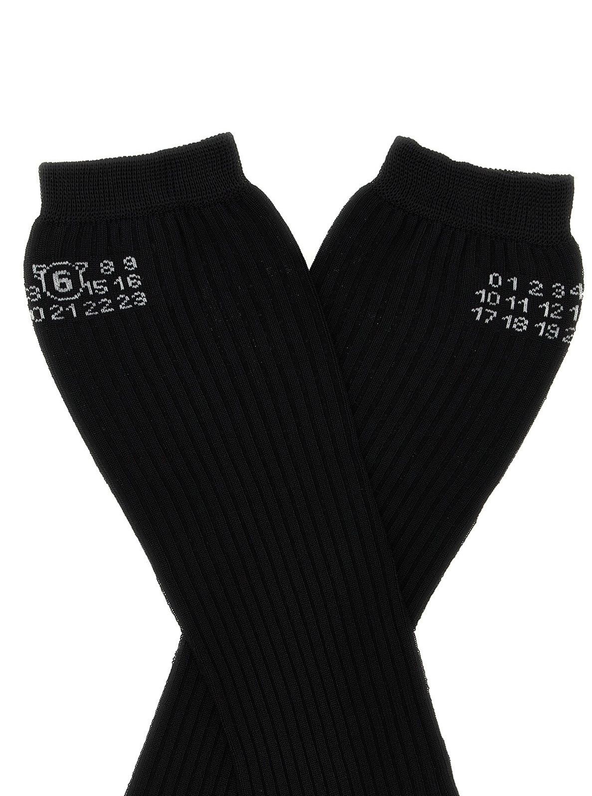 Maison Margiela MM6 Numeric Ribbed Over-the-Calf Socks - Black - S Size ONE SIZE - 3 Thumbnail