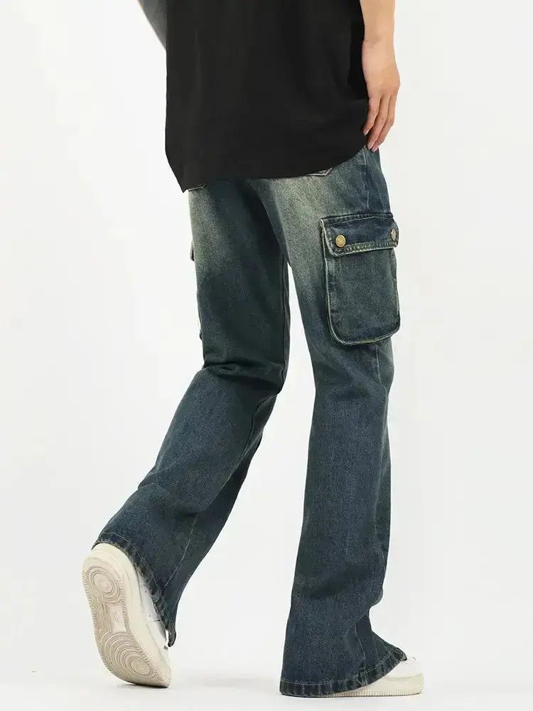 Japanese Brand Retro Loose Straight Multi Pocket Jeans Size US 32 / EU 48 - 3 Thumbnail