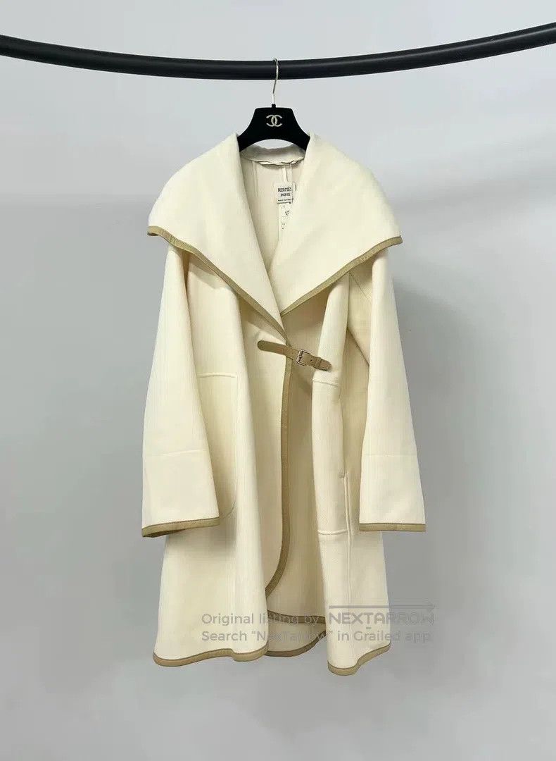 Hermes White leather-paned coat