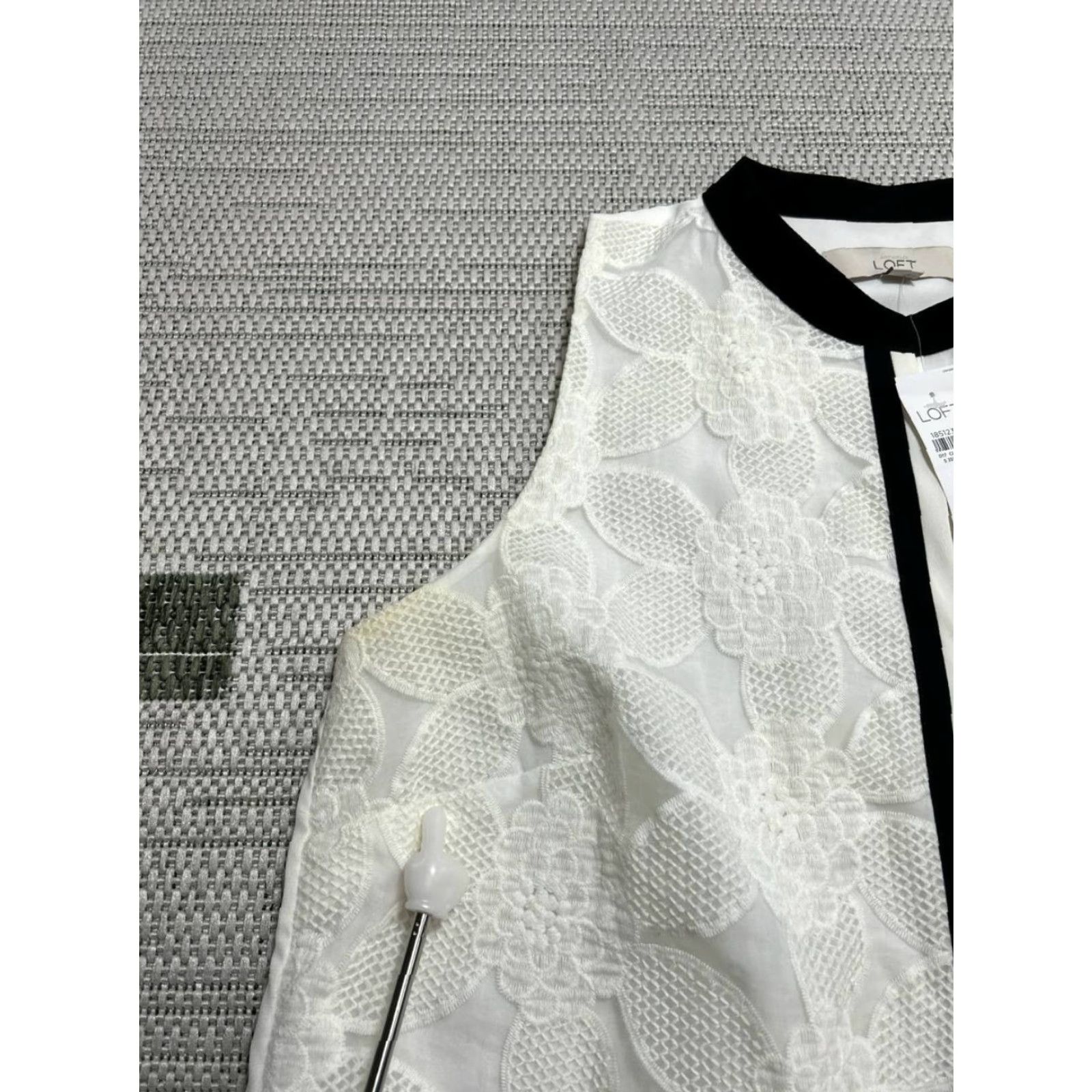 Loft Loft Dress Womens L White Black Floral Lace Blouson Crew Neck Sleeveless A-Line Casual Vintage: No Size L / US 10 / IT 46 - 6 Thumbnail