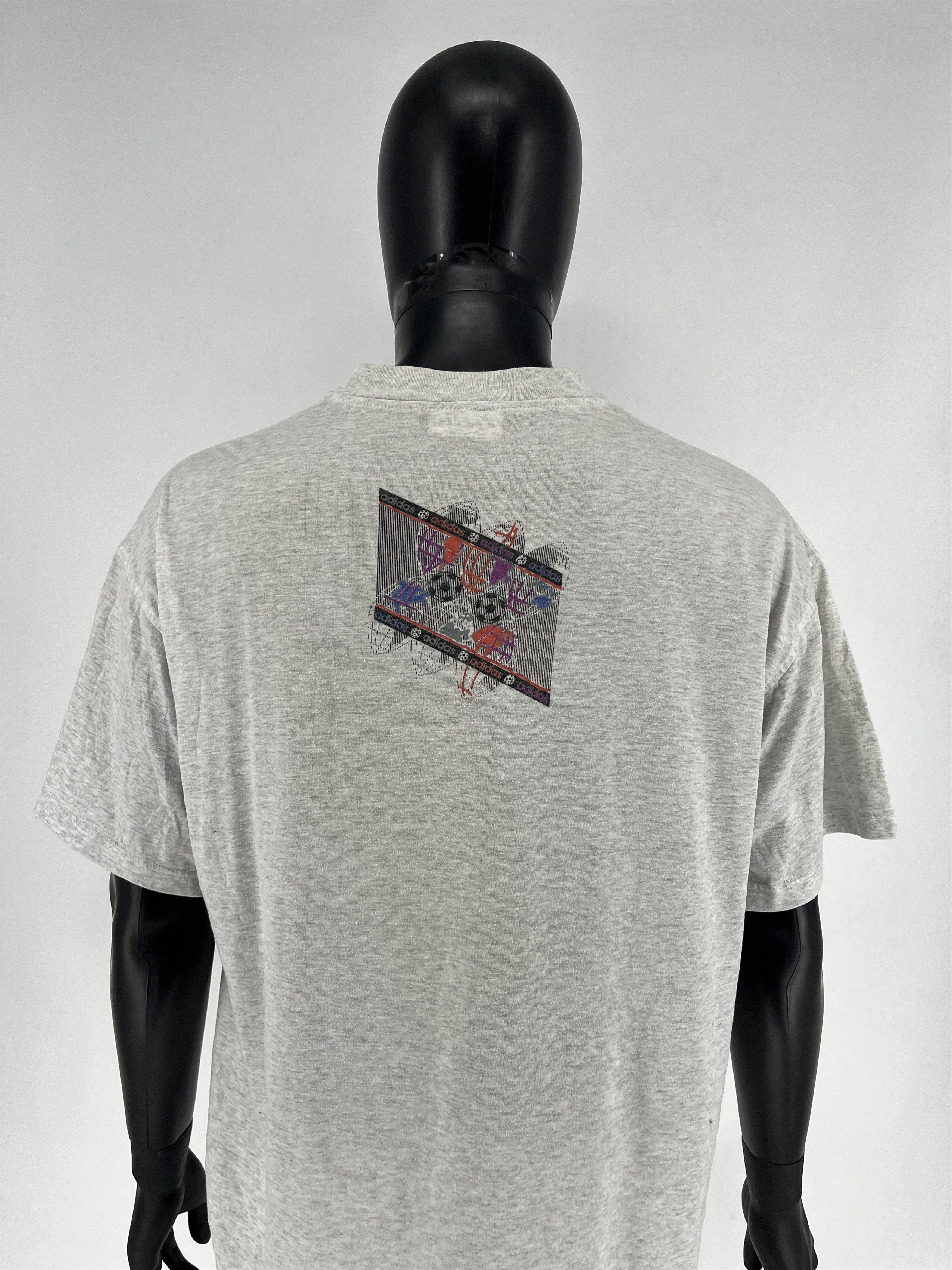 Adidas × Vintage Adidas Grau Grafik T-Shirt Silver Tag Banner Tag 80s Size US XL / EU 56 / 4 - 10 Thumbnail