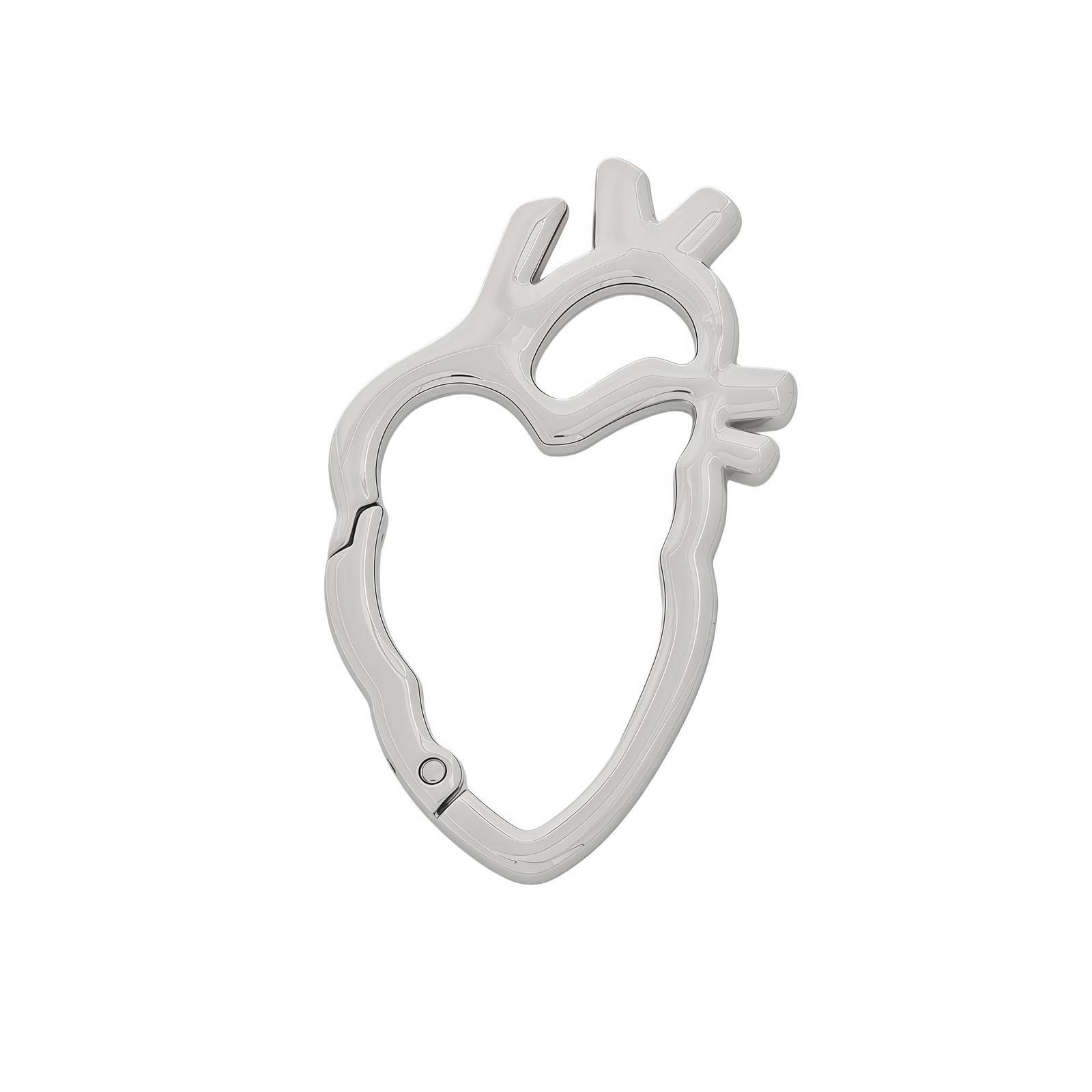 Jewelry Silver Anatomical Heart Carabiner Clip, Keychain Accessory Size ONE SIZE - 3 Thumbnail