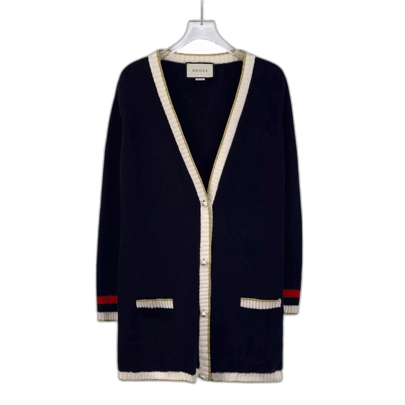 Gucci Gucci Black Logo Embroidered Knit Cardigan-2506 Size L / US 10 / IT 46 - 1 Thumbnail