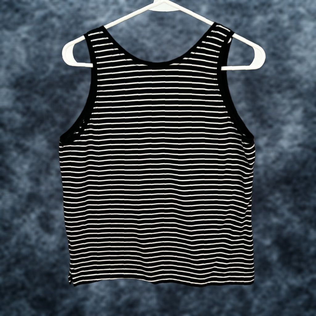 J.Crew J. Crew Womens Size Medium Tank Top Black & White Striped Pima Cotton Tank Top Size M / US 6-8 / IT 42-44 - 1 Thumbnail