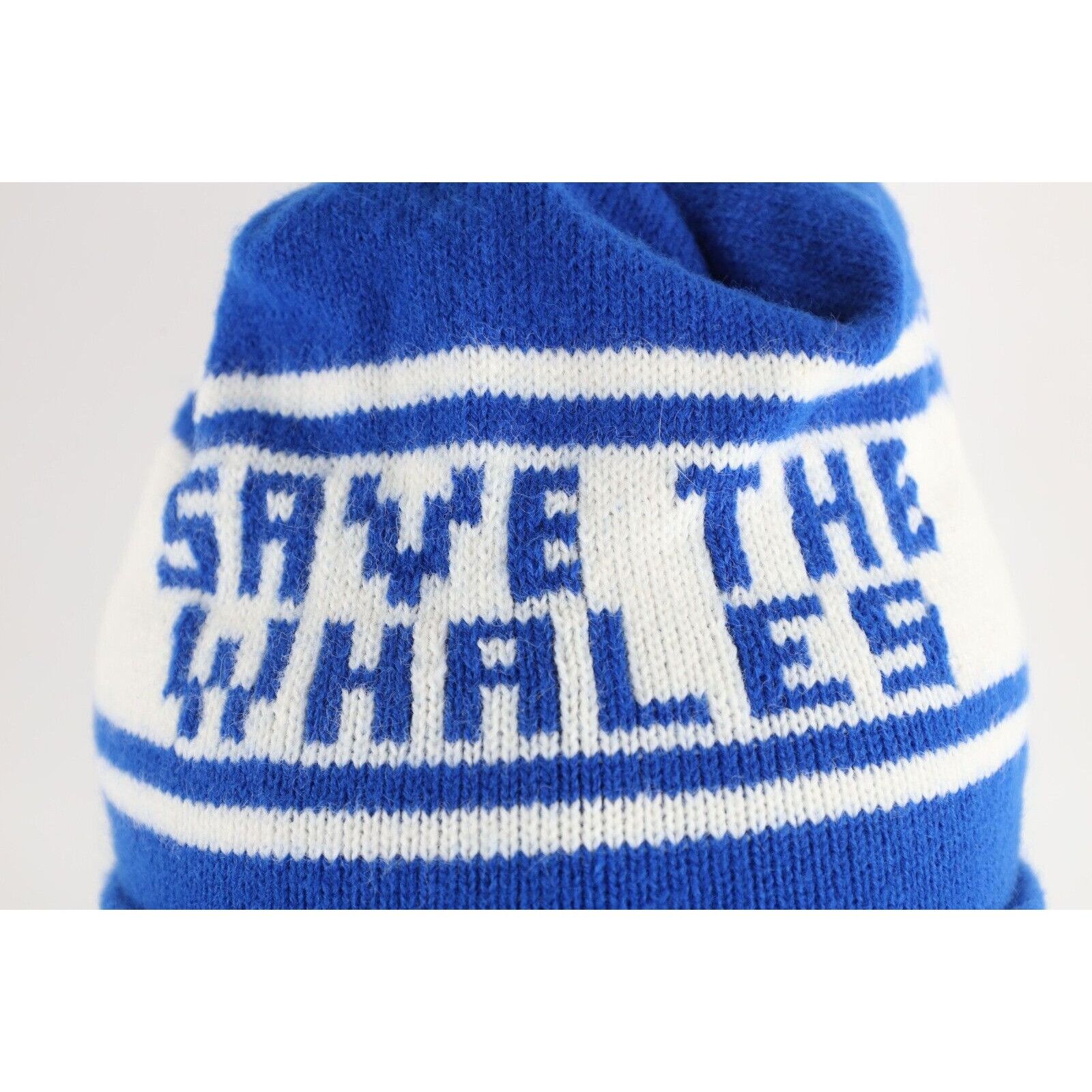 Vintage Vintage 90s Streetwear Save The Whales Pom Knit Hat Size ONE SIZE - 2 Thumbnail