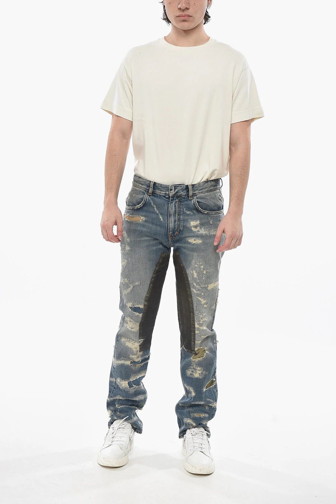 Givenchy og1mm0326 Distressed Regular Fit Jeans in Light Blue Size US 35 - 4 Thumbnail