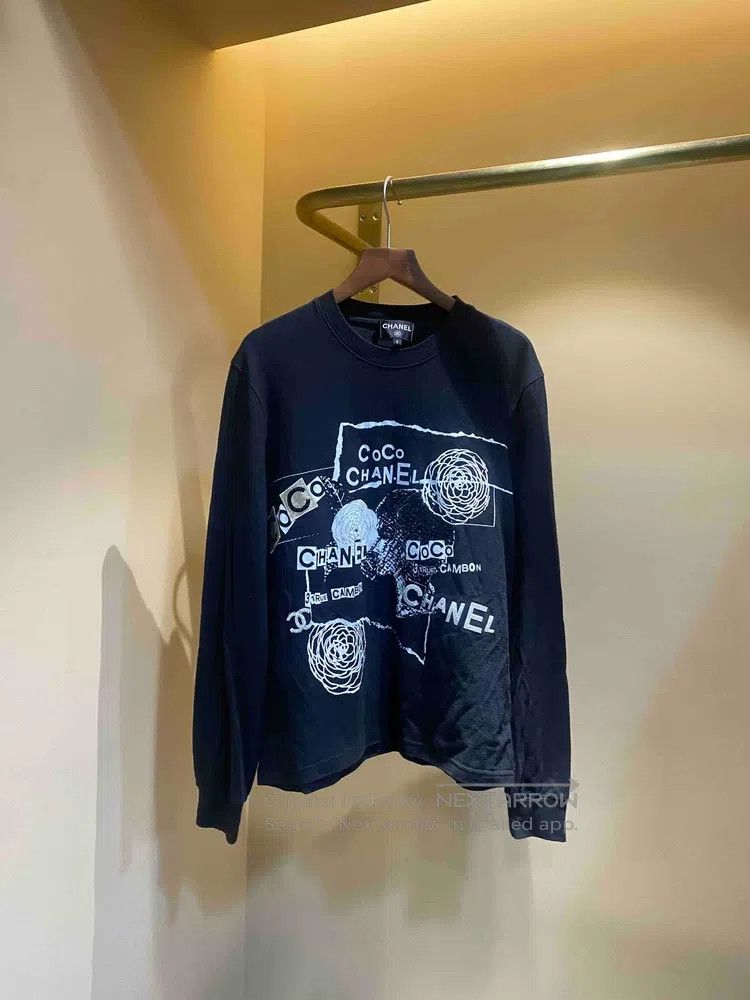 Chanel Chanel Black camelia sequin graffiti sweatshirt Size S / US 4 / IT 40 - 1 Thumbnail