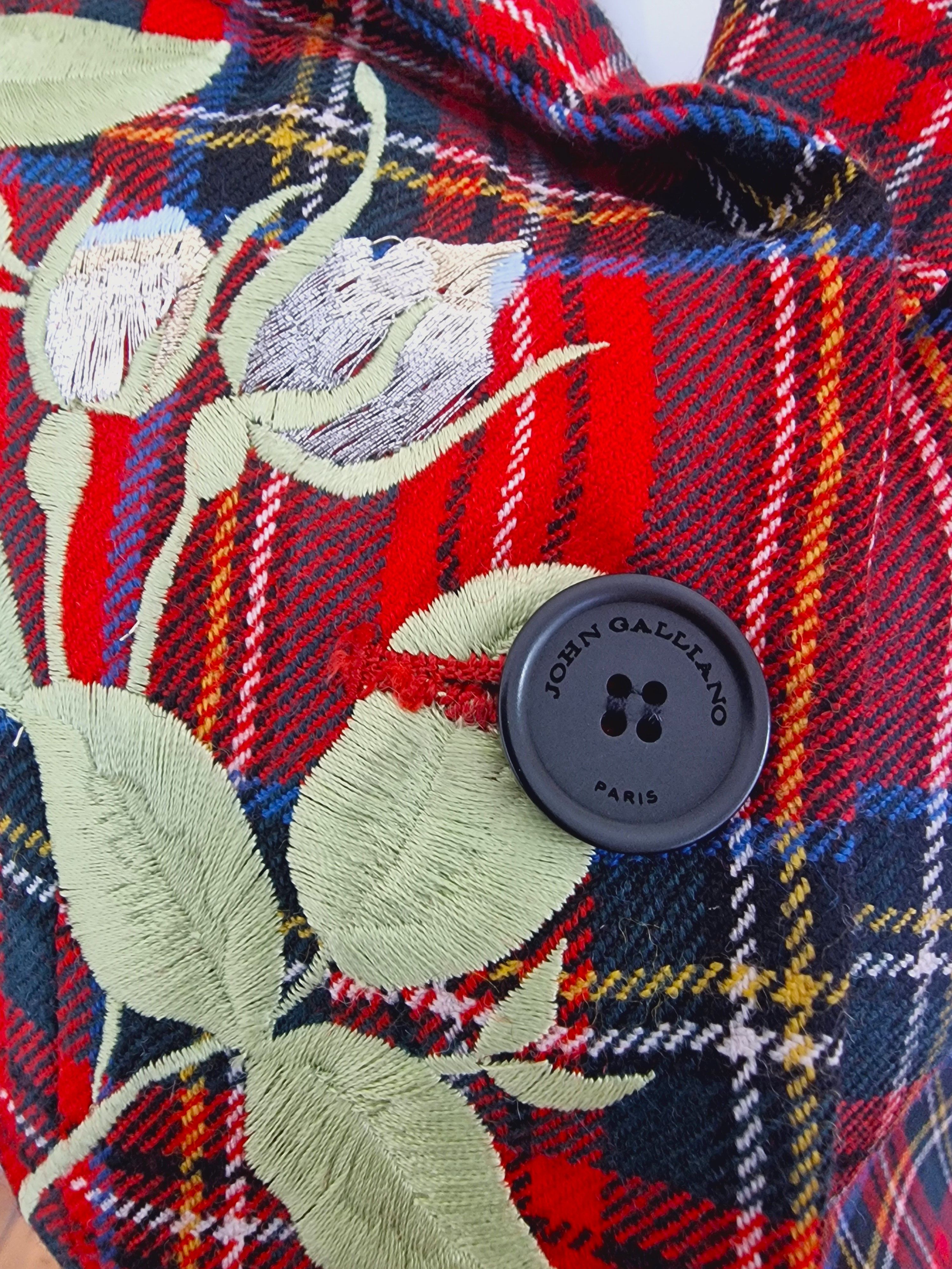 John Galliano John Galliano Tartan Embroidered Plaid Check Blazer Jacket Size M / US 6-8 / IT 42-44 - 2 Thumbnail
