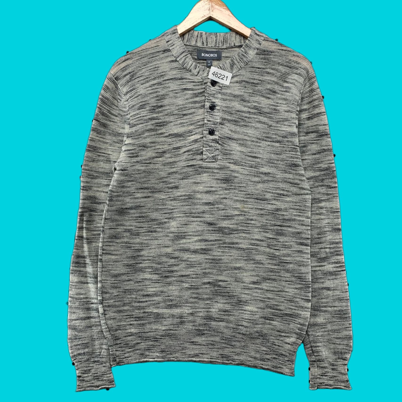 Bonobos Bonobos Wool Henley Sweater Mens M Heathered Gray 100% Extra Fine Merino - Bonobos Wool Henley Sweater Mens M Heathered Gray 100% Extra Fine Merino Size US M / EU 48-50 / 2 - 1 Thumbnail